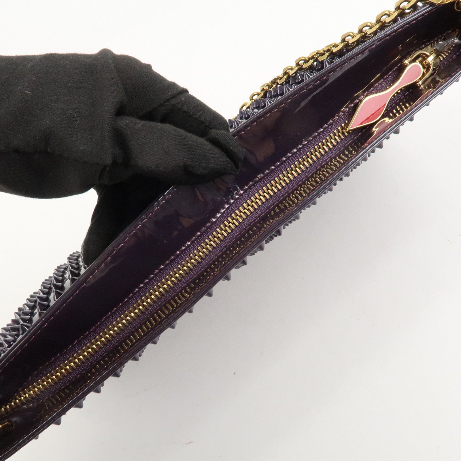 Christian Louboutin Vinyl 2Way Bag Chain Shoulder Bag Purple