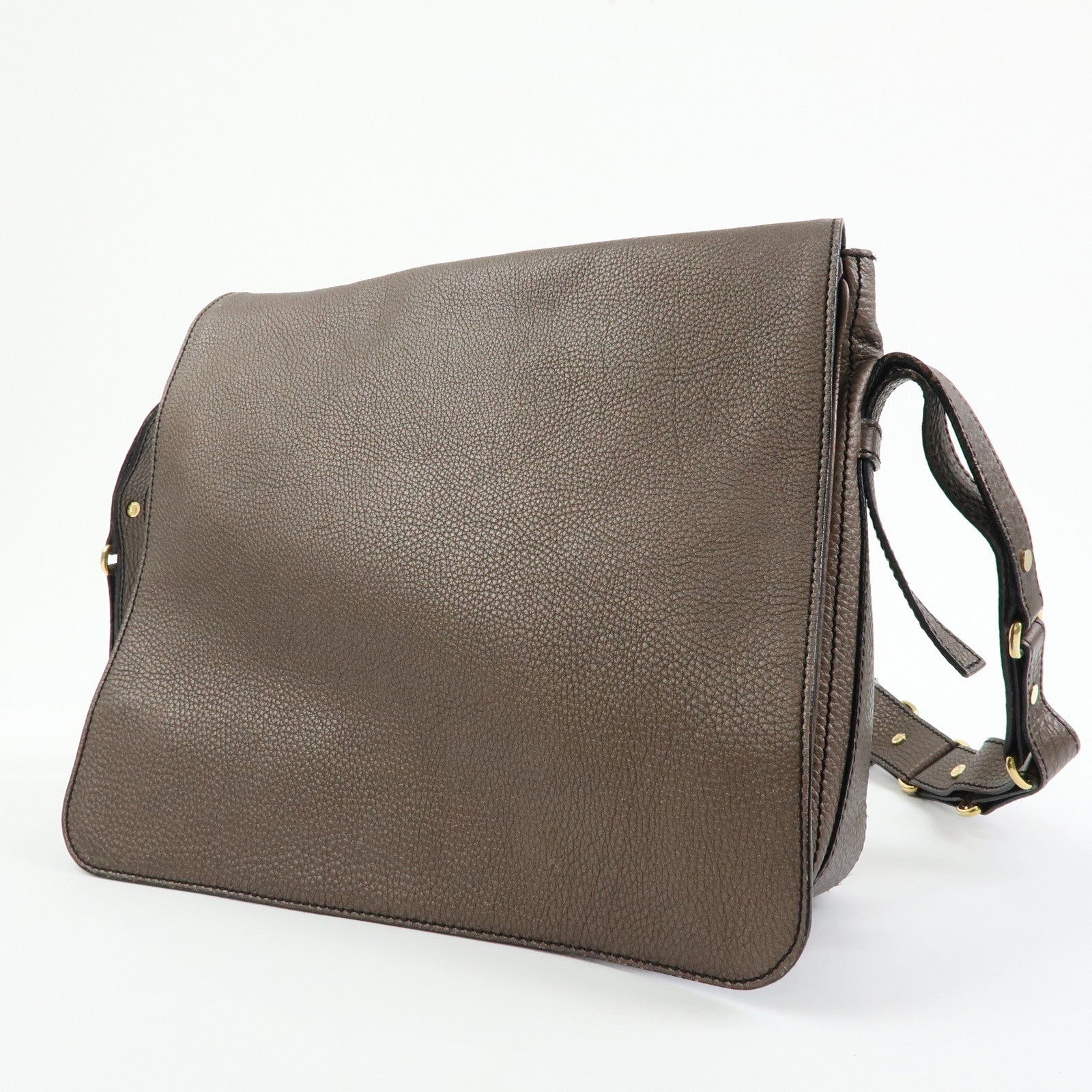 CELINE Triomphe Studs Leather Shoulder Bag Crossbody Bag Bronze
