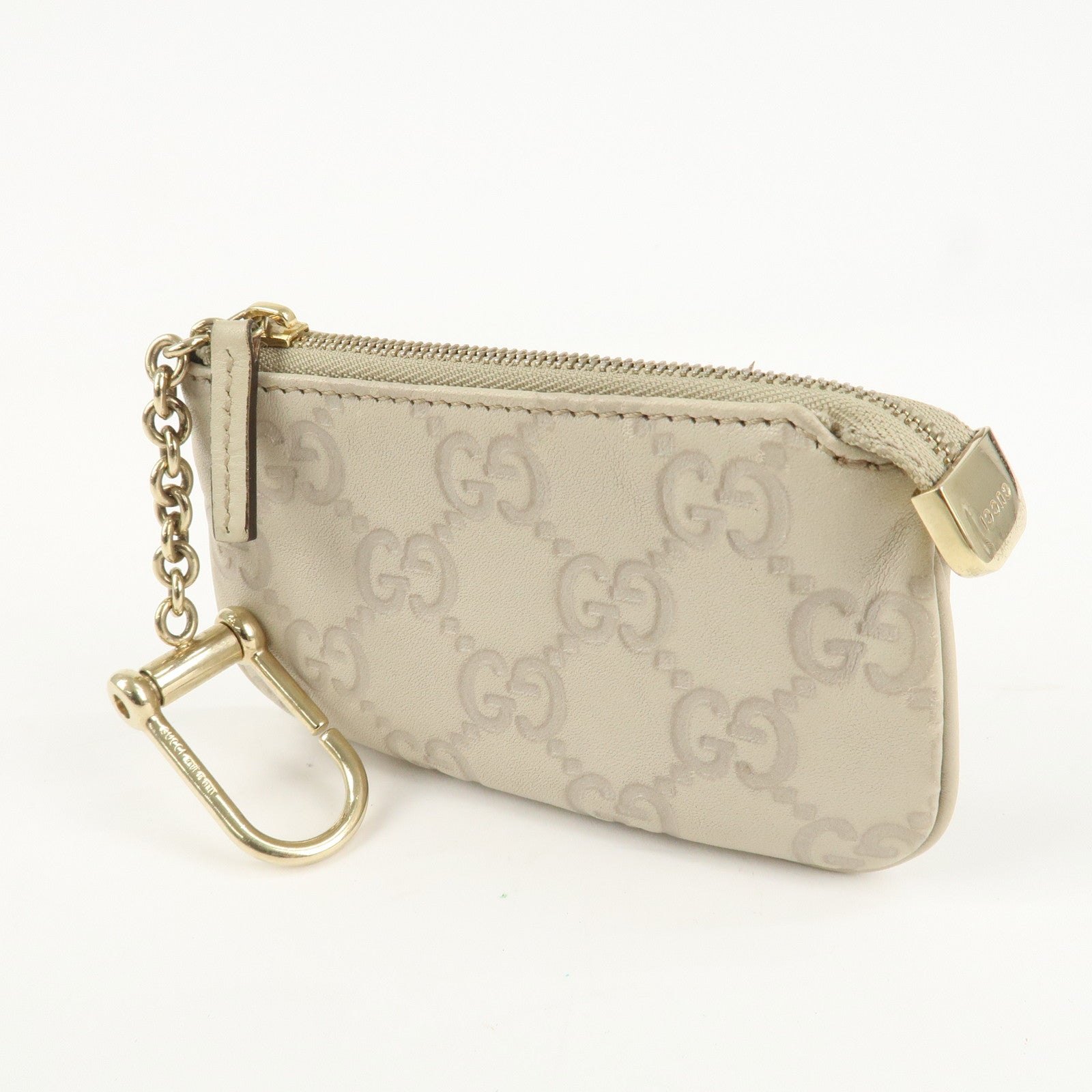 GUCCI Guccissima Leather Coin Case Key Case Ivory 233183 Used