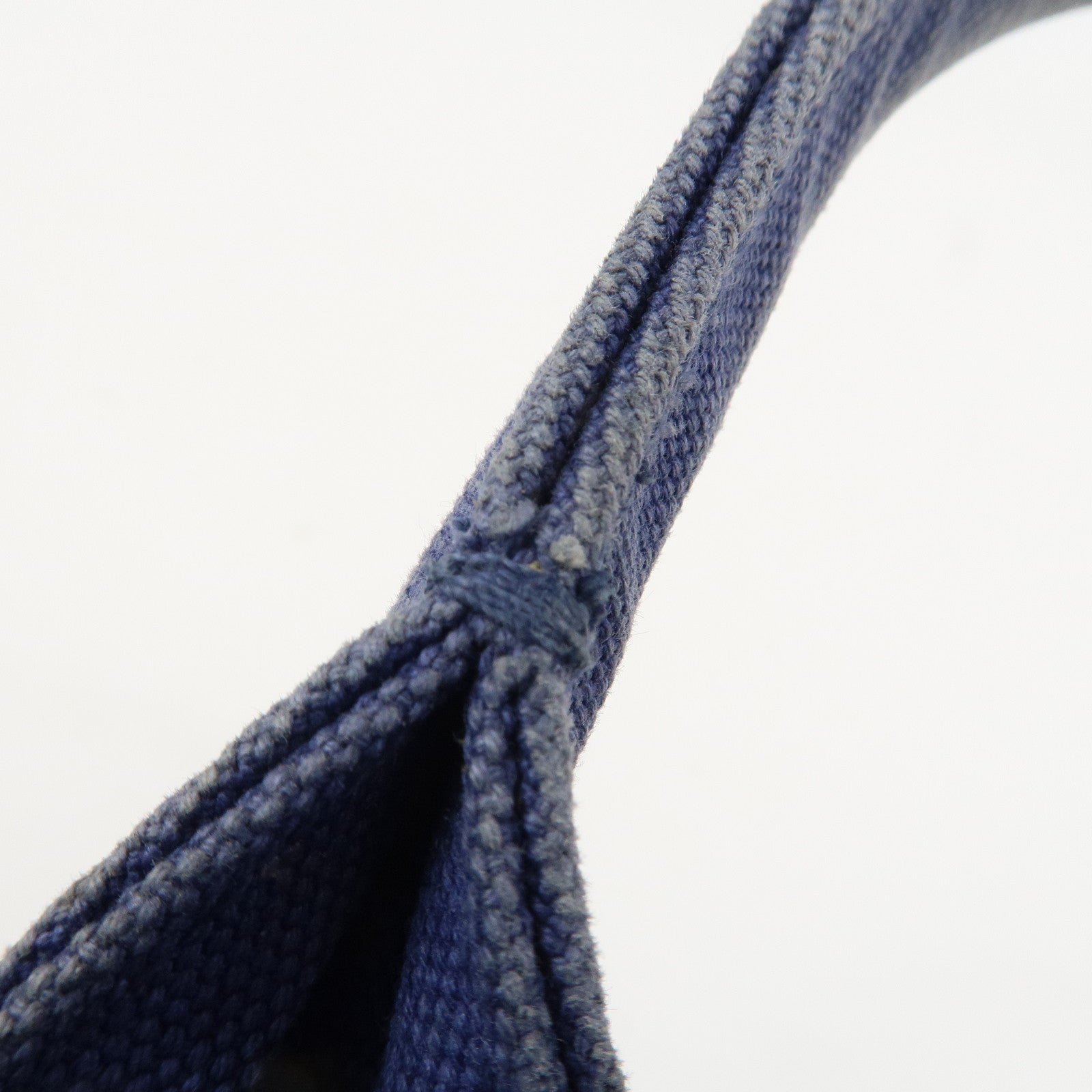 PRADA Logo Canapa Canvas 2Way Tote Bag Hand Bag Navy B2642B Used