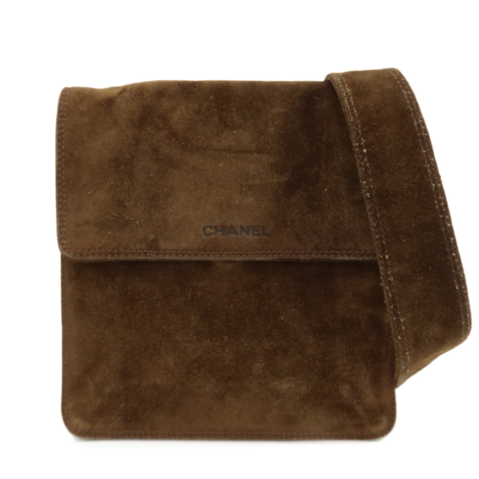 CHANEL Suede Shoulder Bag Crossbody Bag Brown