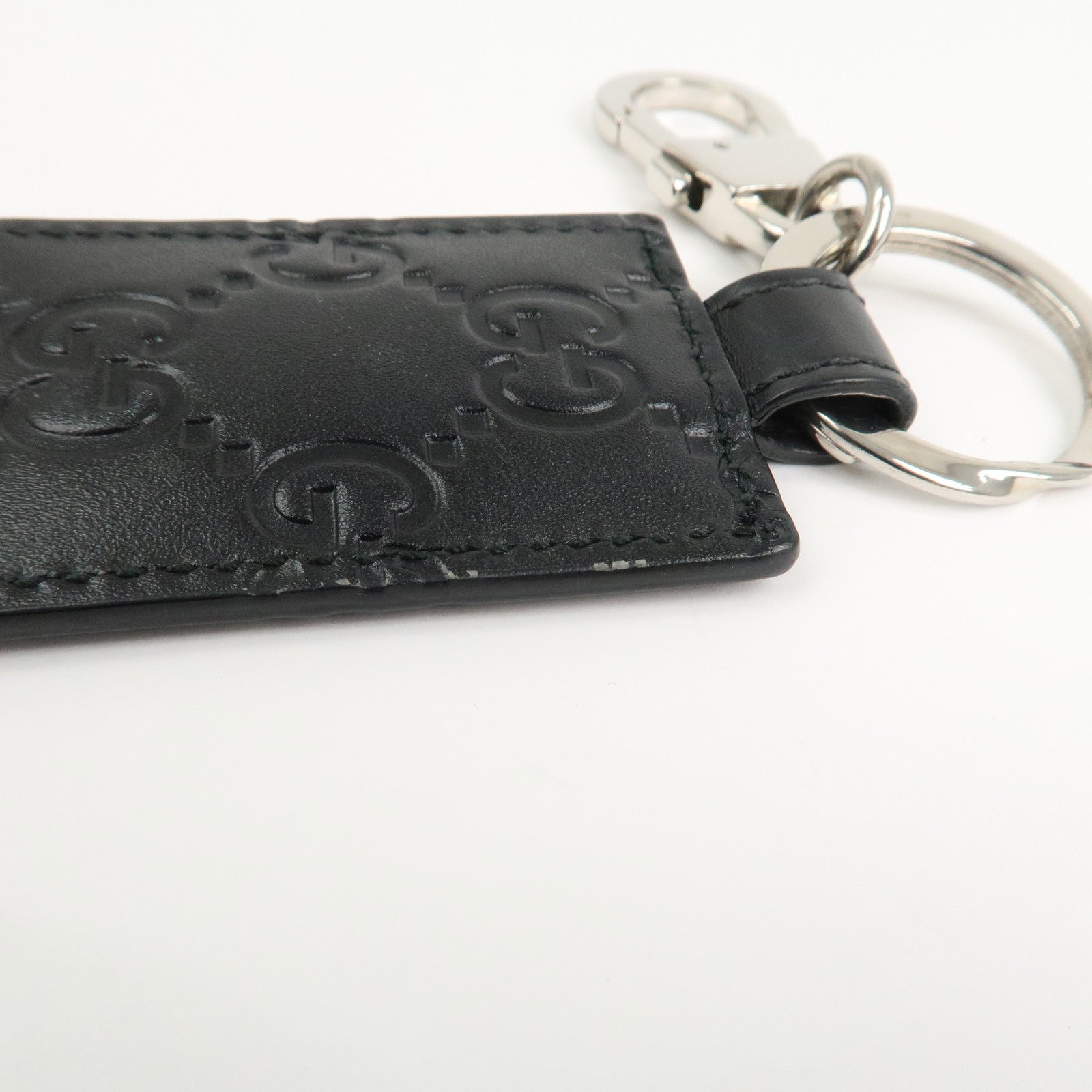 GUCCI Guccissima Dorian Leather Bag Key charm Black 479136