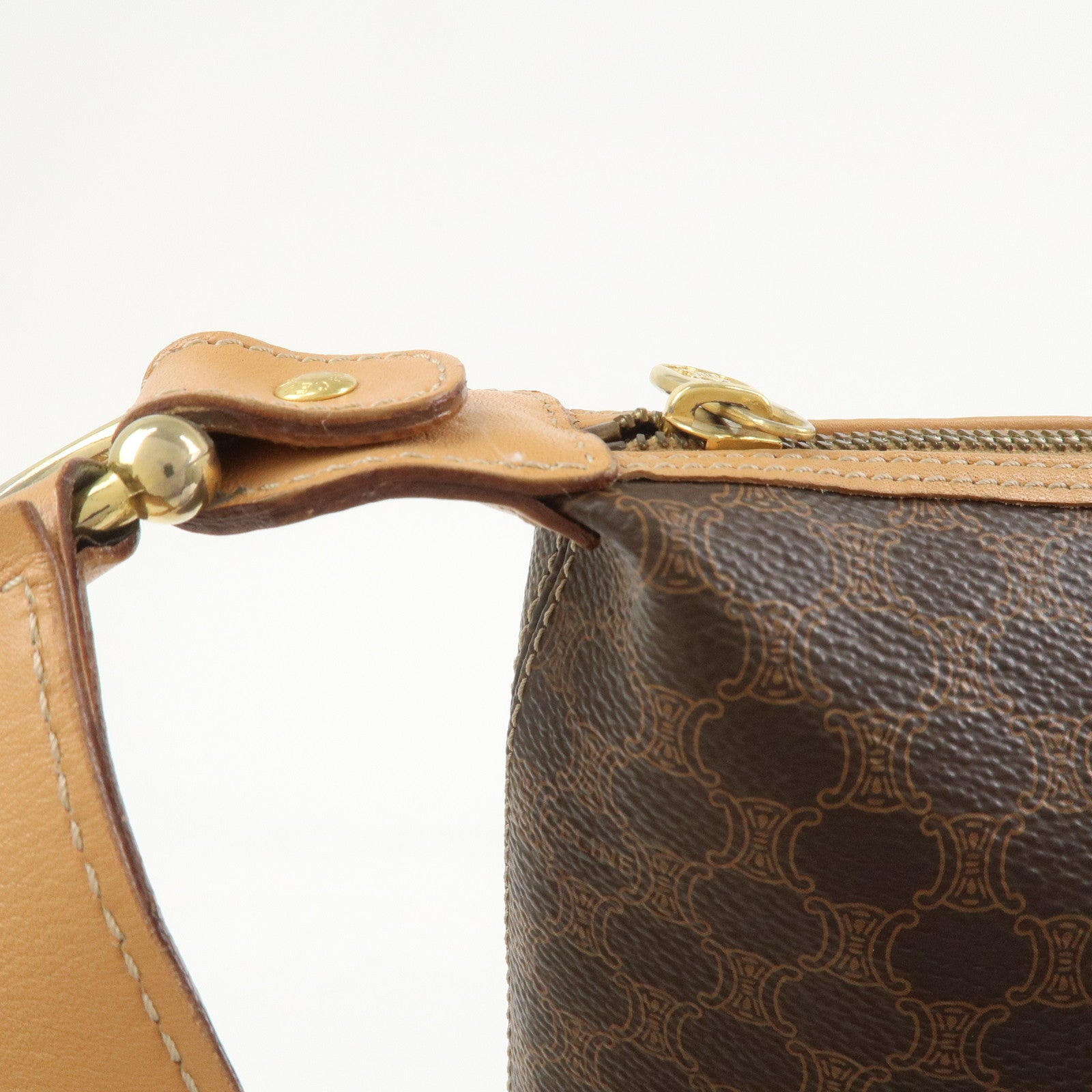 CELINE Macadam PVC Leather Shoulder Bag Hand Bag Brown
