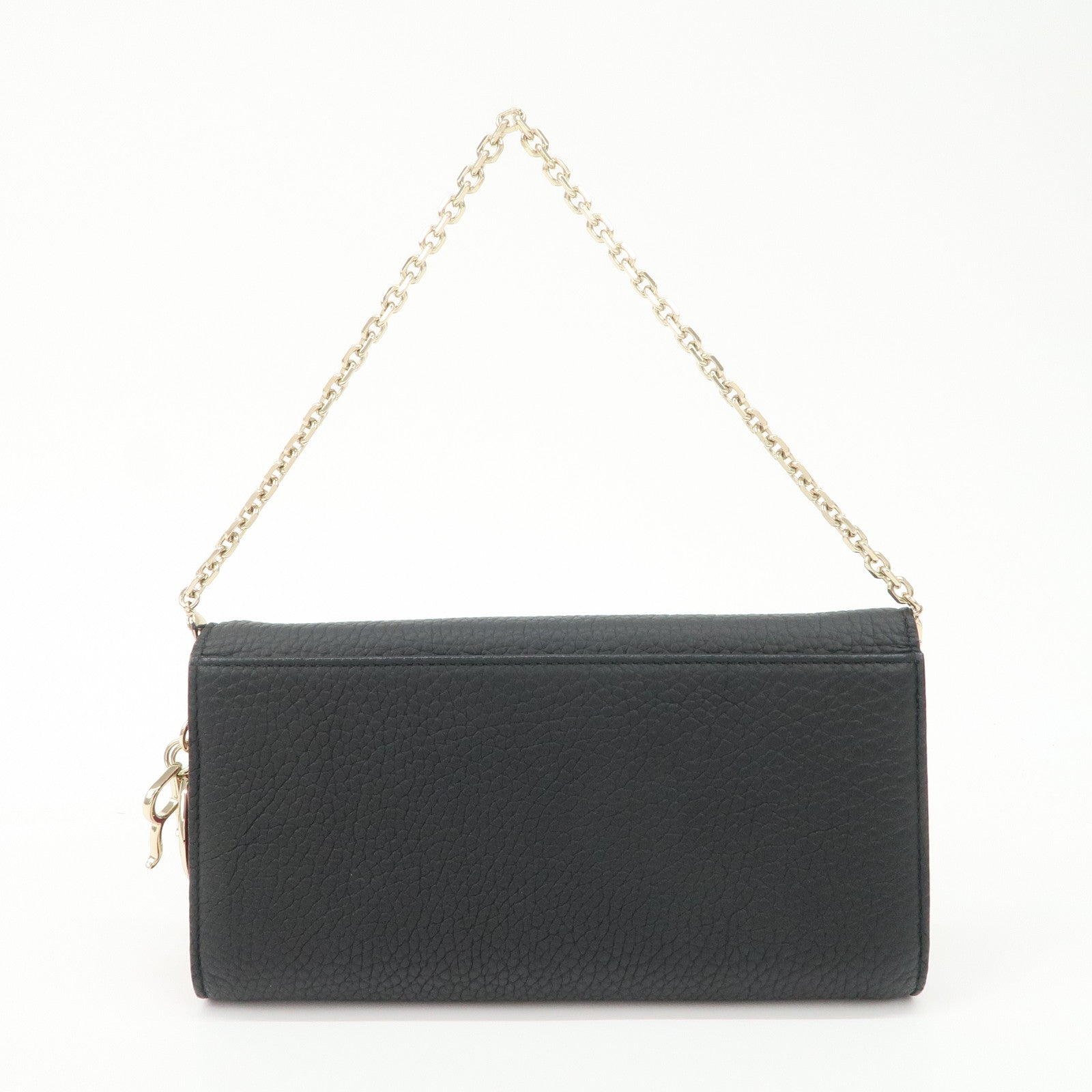 Christian Dior Leather Chain Wallet Hand Bag Black Pink