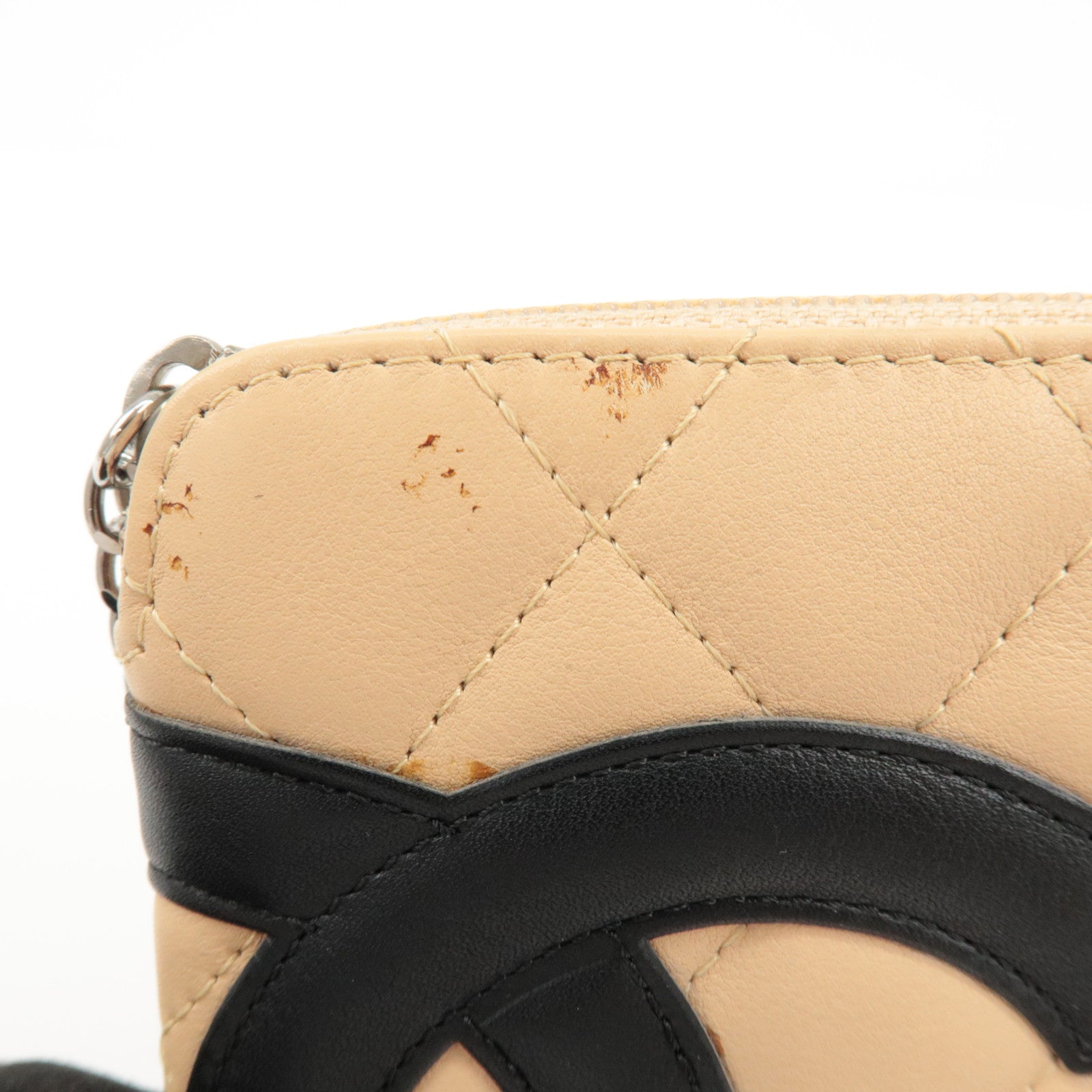 CHANEL COCO Mark Cambon Line Leather Pouch Beige Used