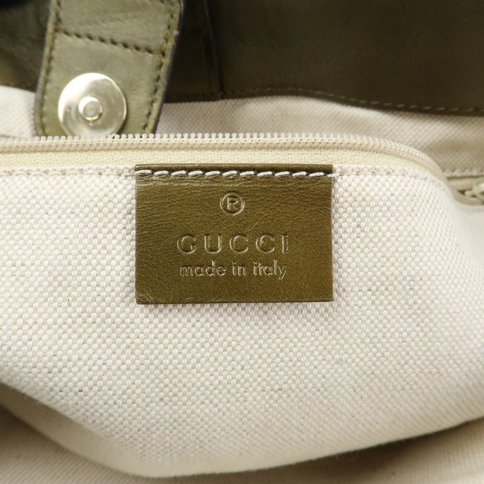 GUCCI Sukey Interlocking G GG Canvas Leather Tote Bag Beige 296835