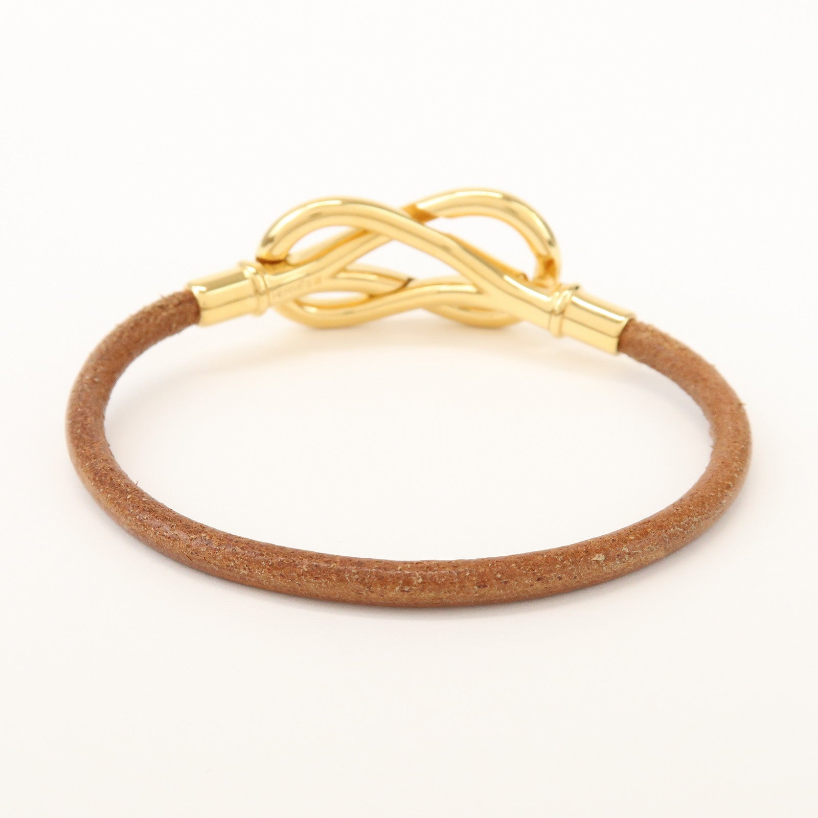 HERMES Attelage Bracelet Logo Metal Brown