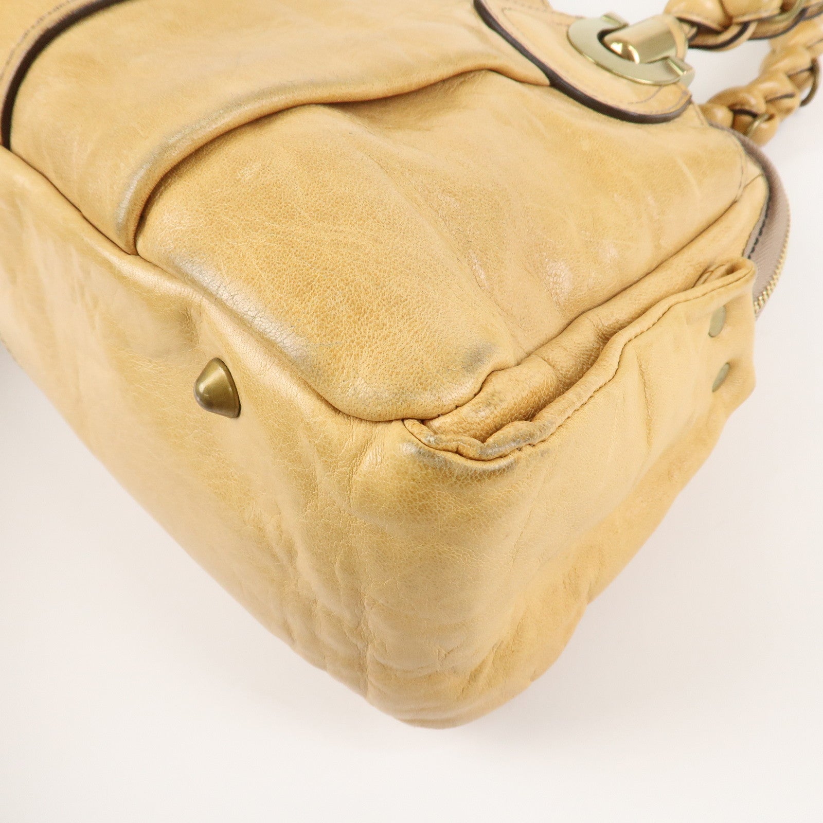 Chloe Heloise Shoulder Bag Hand Bag Beige Gold Hardware Used