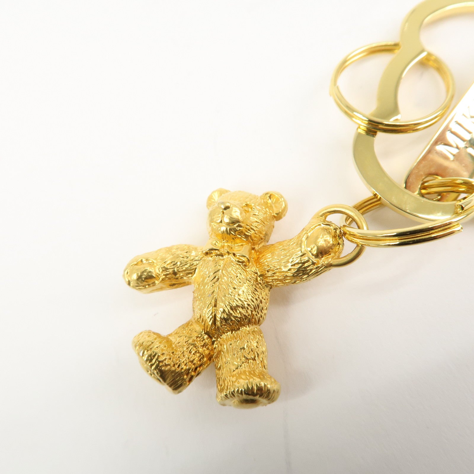 MIKIMOTO Metal Teddy Bear Bag Charm Key Chain Gold