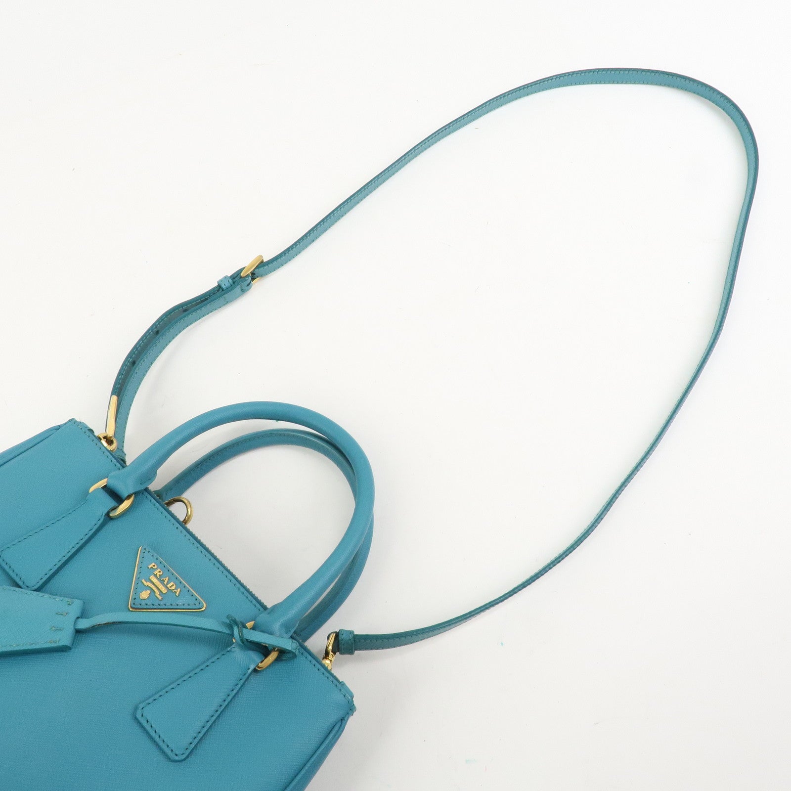 PRADA Galleria Saffiano Lux Leather 2Way Bag Hand Bag Blue BN2402