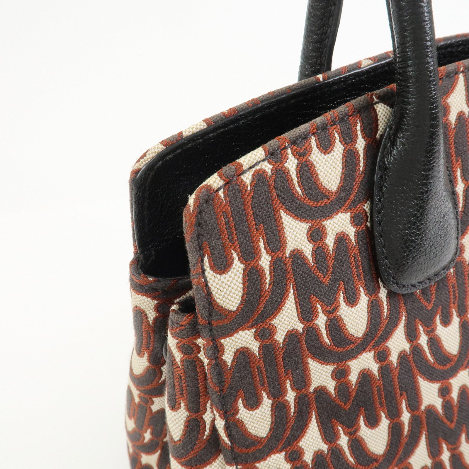 MIU MIU Jacquard Leather 2Way Bag Hand Bag Shoulder Bag 5BA130