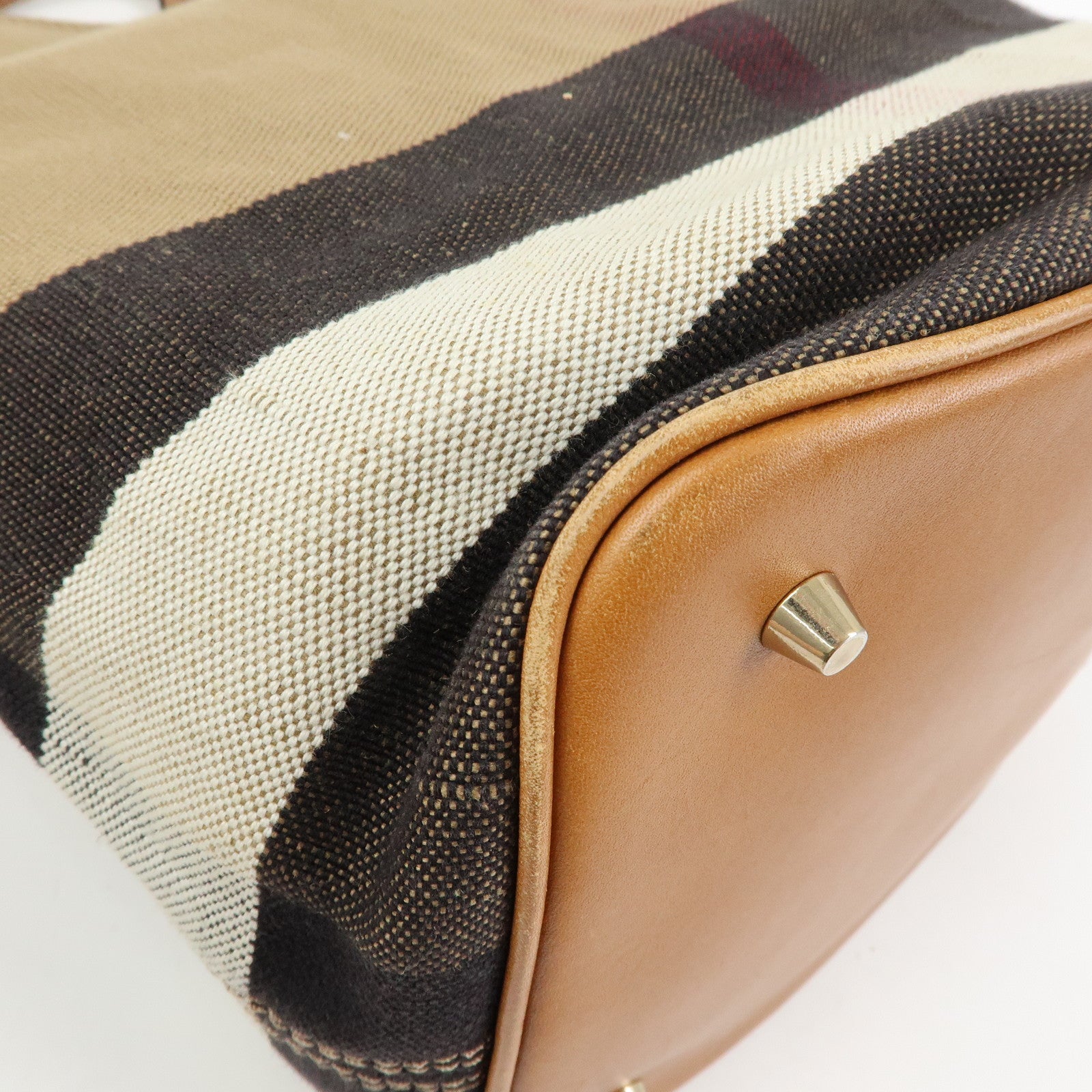 Burberry Nova Plaid Canvas Leather 2Way Shoulder Bag Beige Brown