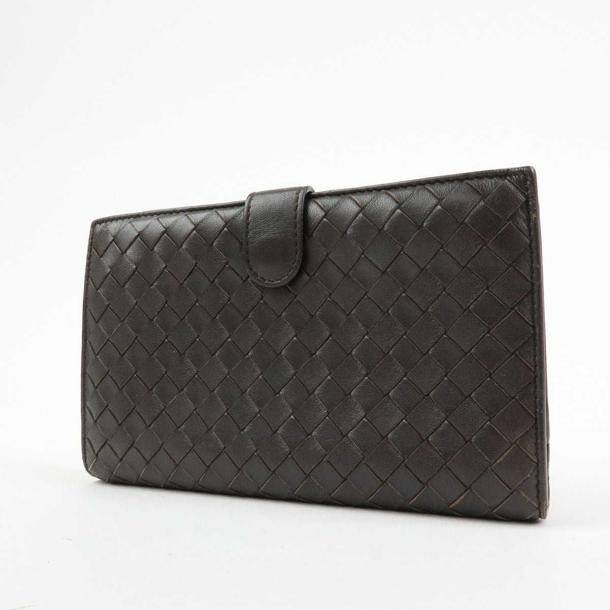 BOTTEGA VENETA Intrecciato Leather Bi-fold Long Wallet Brown