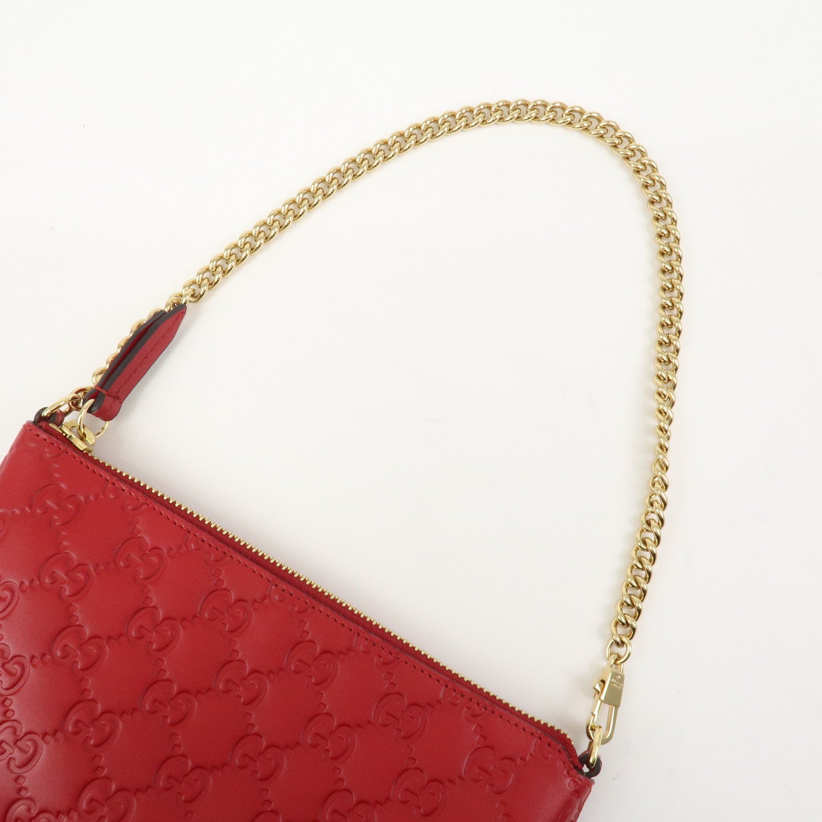 GUCCI Guccissima Leather Chain Shoulder Bag Pouch Red 428449