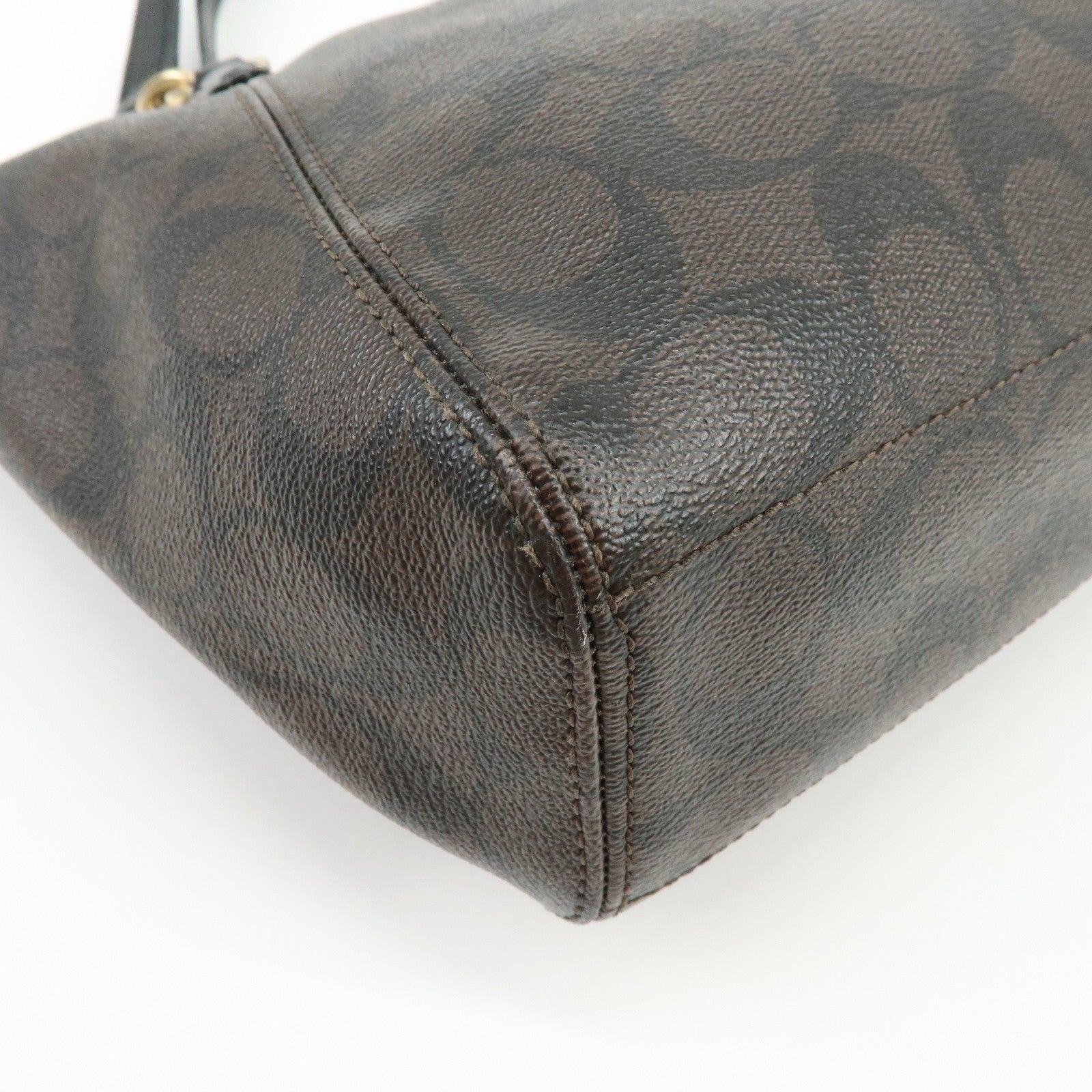 COACH Signature PVC Leather Tote Bag Hand Bag Brown