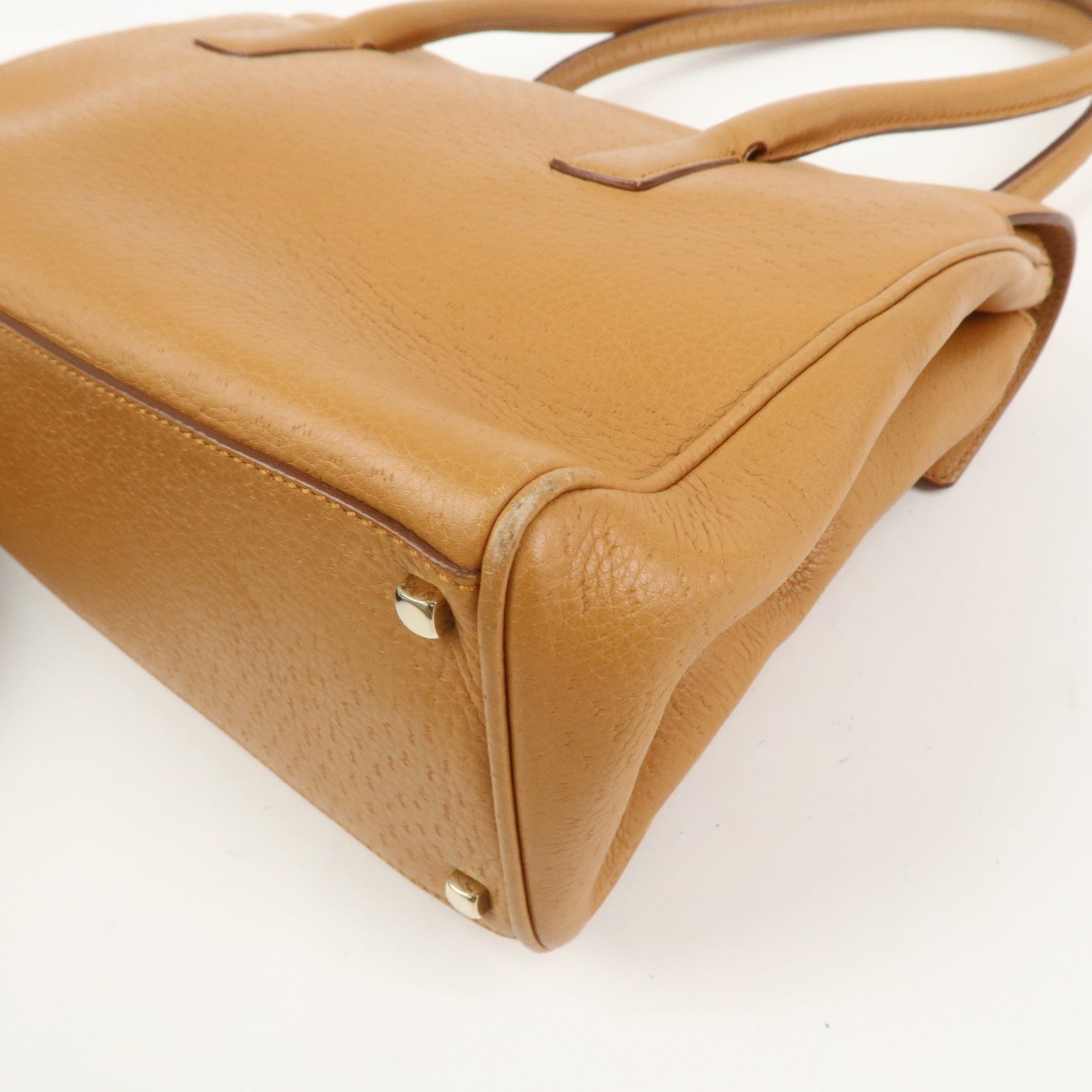 Ferragamo Gancini Leather Shoulder Bag Hand Bag Light Brown