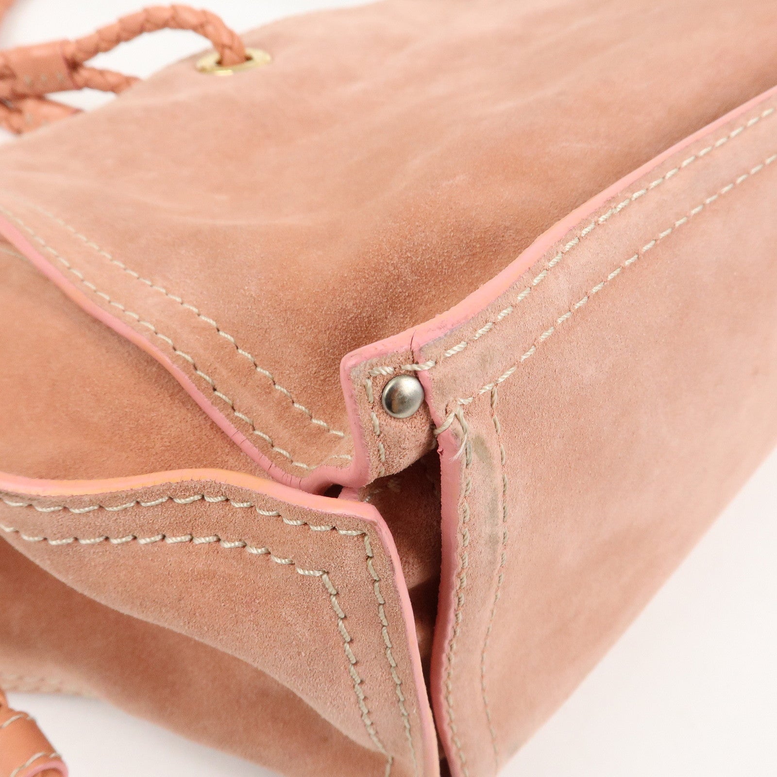 LOEWE Suede Leather Shopper Tote Bag Shoulder Bag Pink
