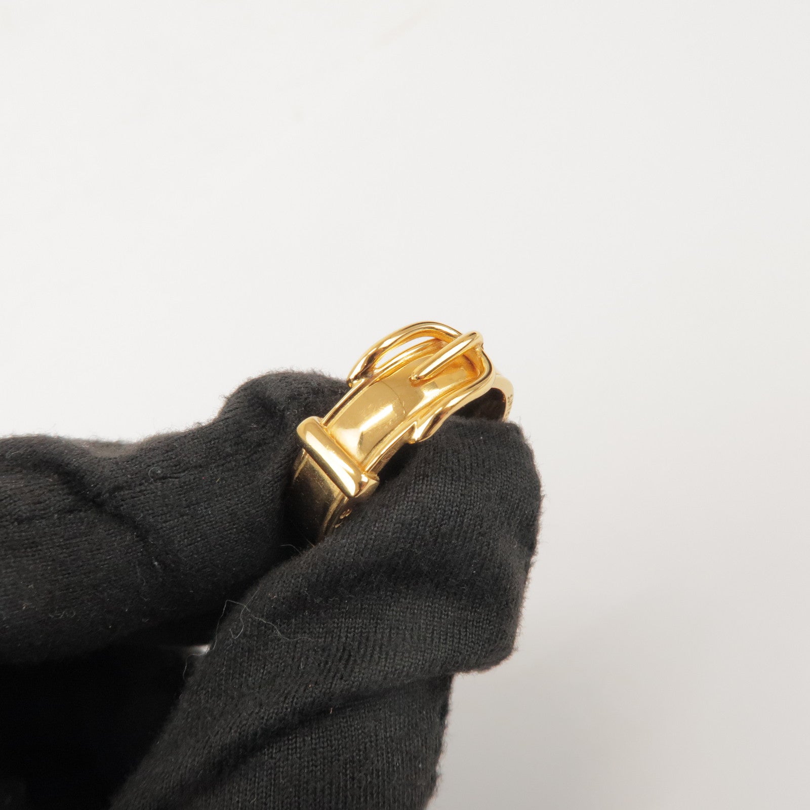 HERMES Ceinture Motif Metal Scarf Ring Gold