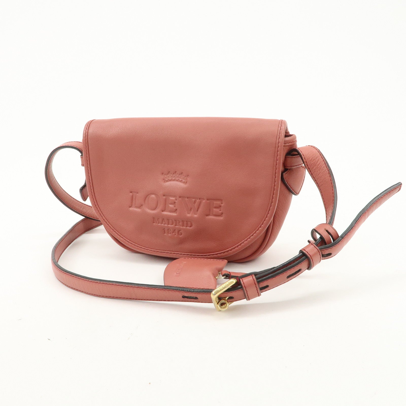 LOEWE Heritage Leather Shoulder Bag Crossbody Bag Pink