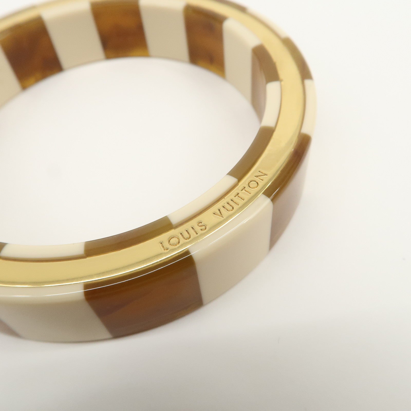 Louis Vuitton Plastic Bracelet Bangle Ivory Gold MP1418