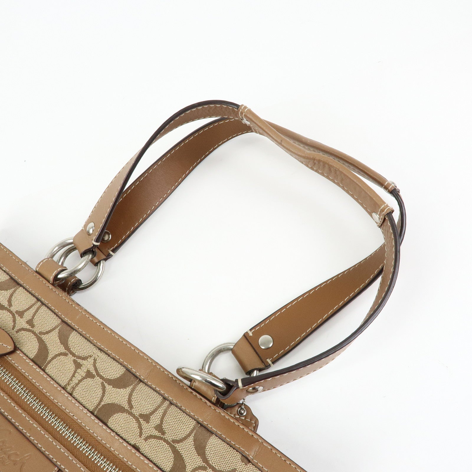 COACH Set of 2 Canvas Leather Shoulder Bag Brown Bronze