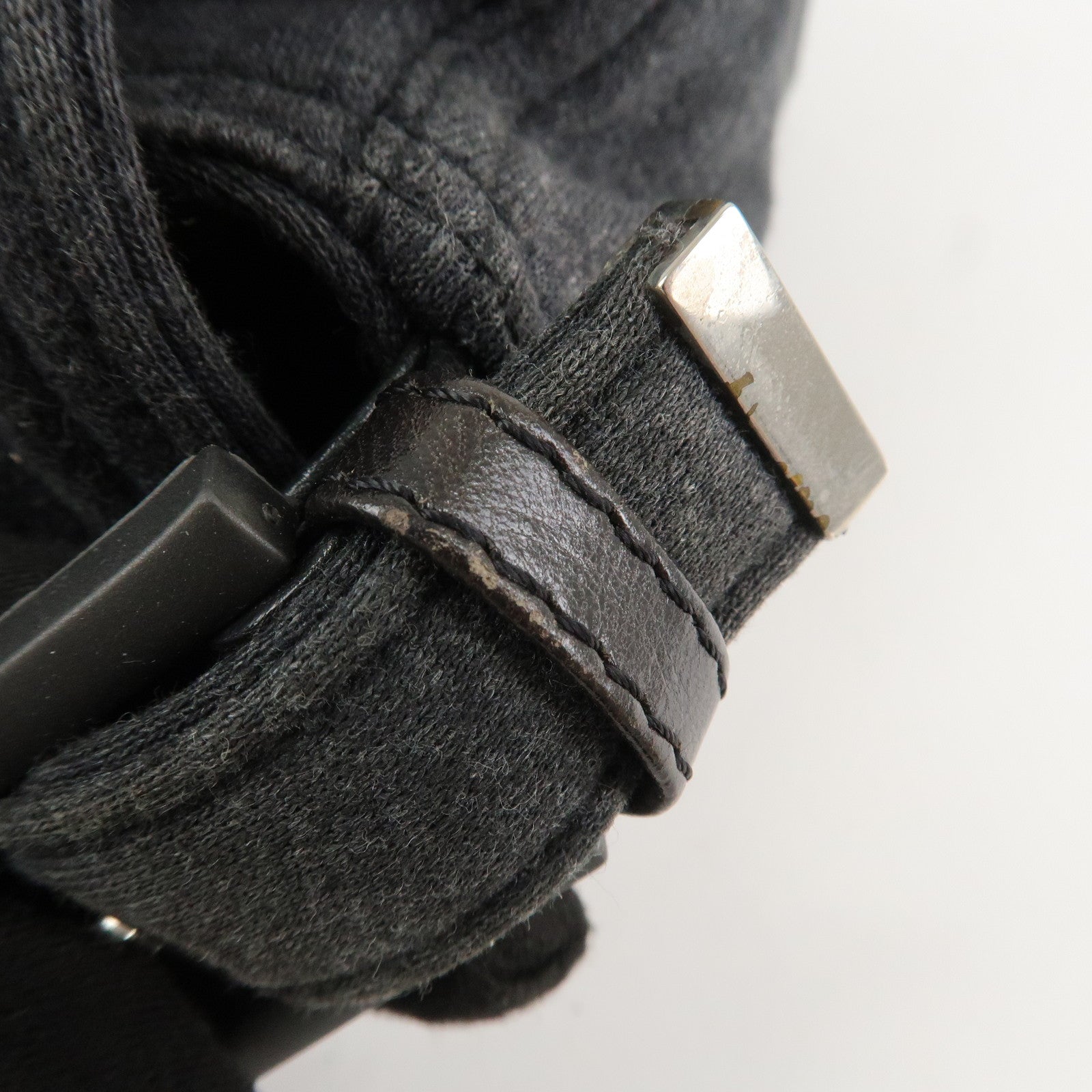 FENDI Mamma Baguette Cotton Shoulder Bag Hand Bag Gray 26325