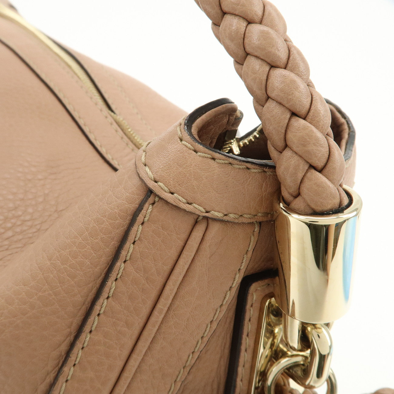 GUCCI Bamboo Leather Shoulder Bag Hand Bag Pink Gold 269949