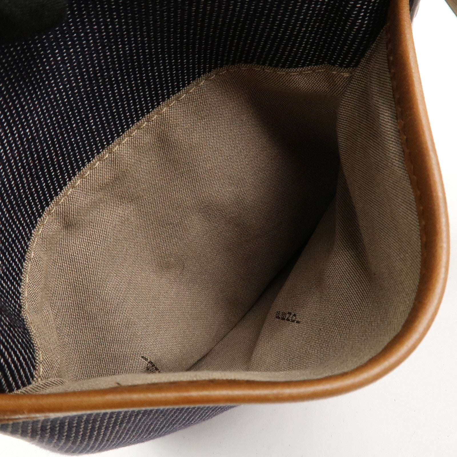 FENDI Zucca Canvas Leather Shoulder Bag Crossbody Bag Navy 7VA155