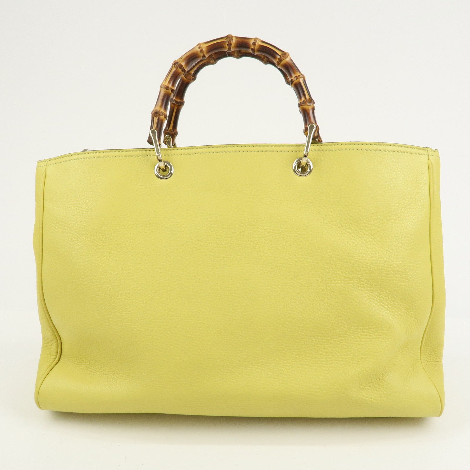 GUCCI Bamboo Shopper Large Tote Bag 2WAY Hand Bag Yellow 323658