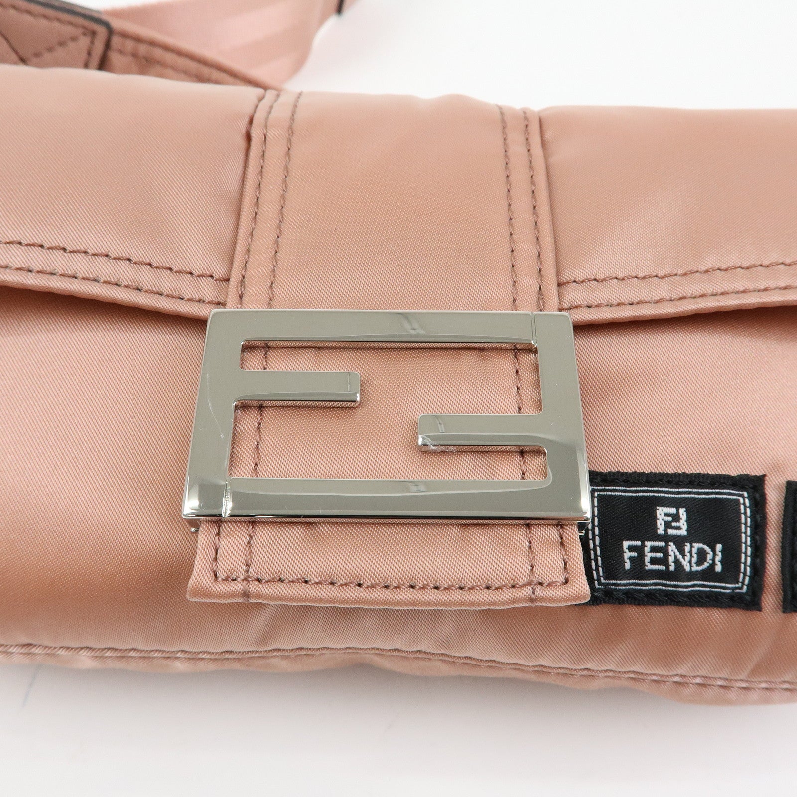 FENDI Baguette Mini Nylon Leather 2WAY Bag ×PORTER Pink 7AS138