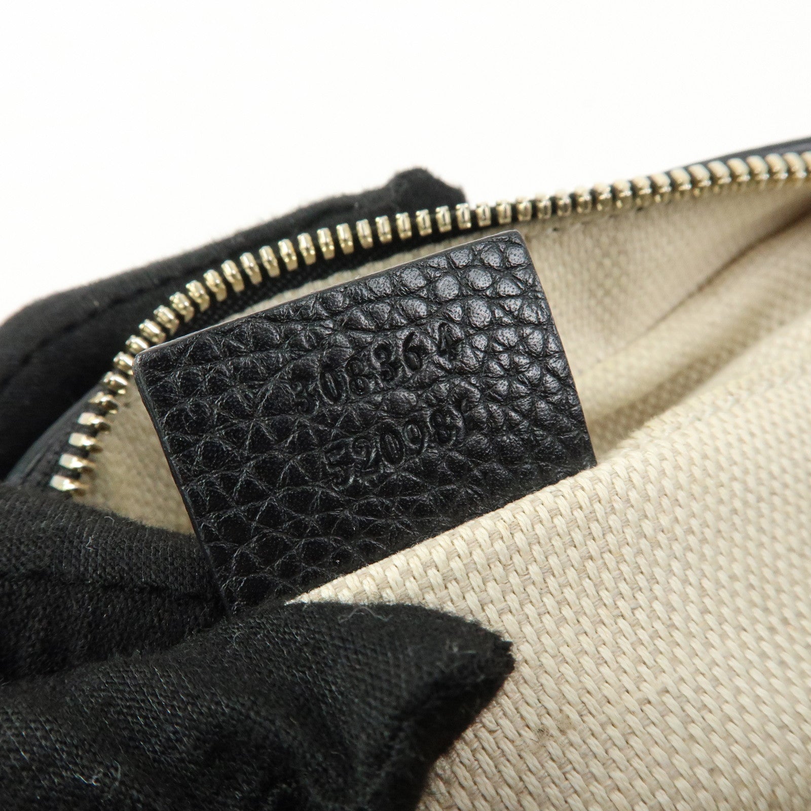 GUCCI SOHO Interlocking G Leather Shoulder Bag Black 308364