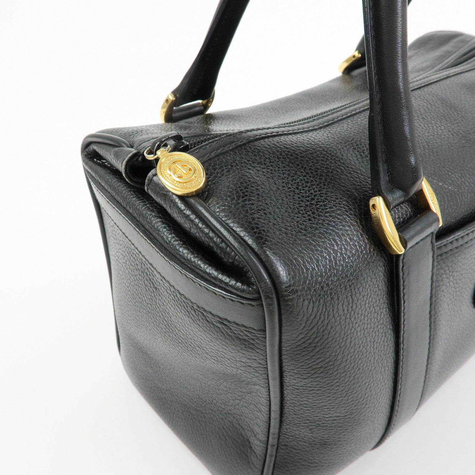 GUCCI Interlocking G Leather Boston Bag Hand Bag Black 000・58・0093