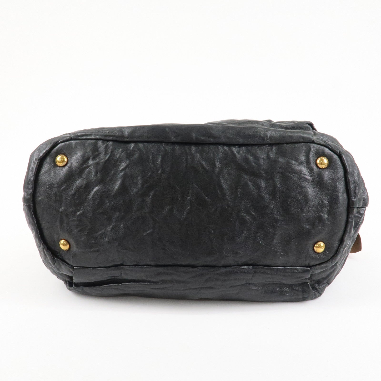 PRADA Leather Ribbon Shoulder Bag Hand Bag Black Brown Used