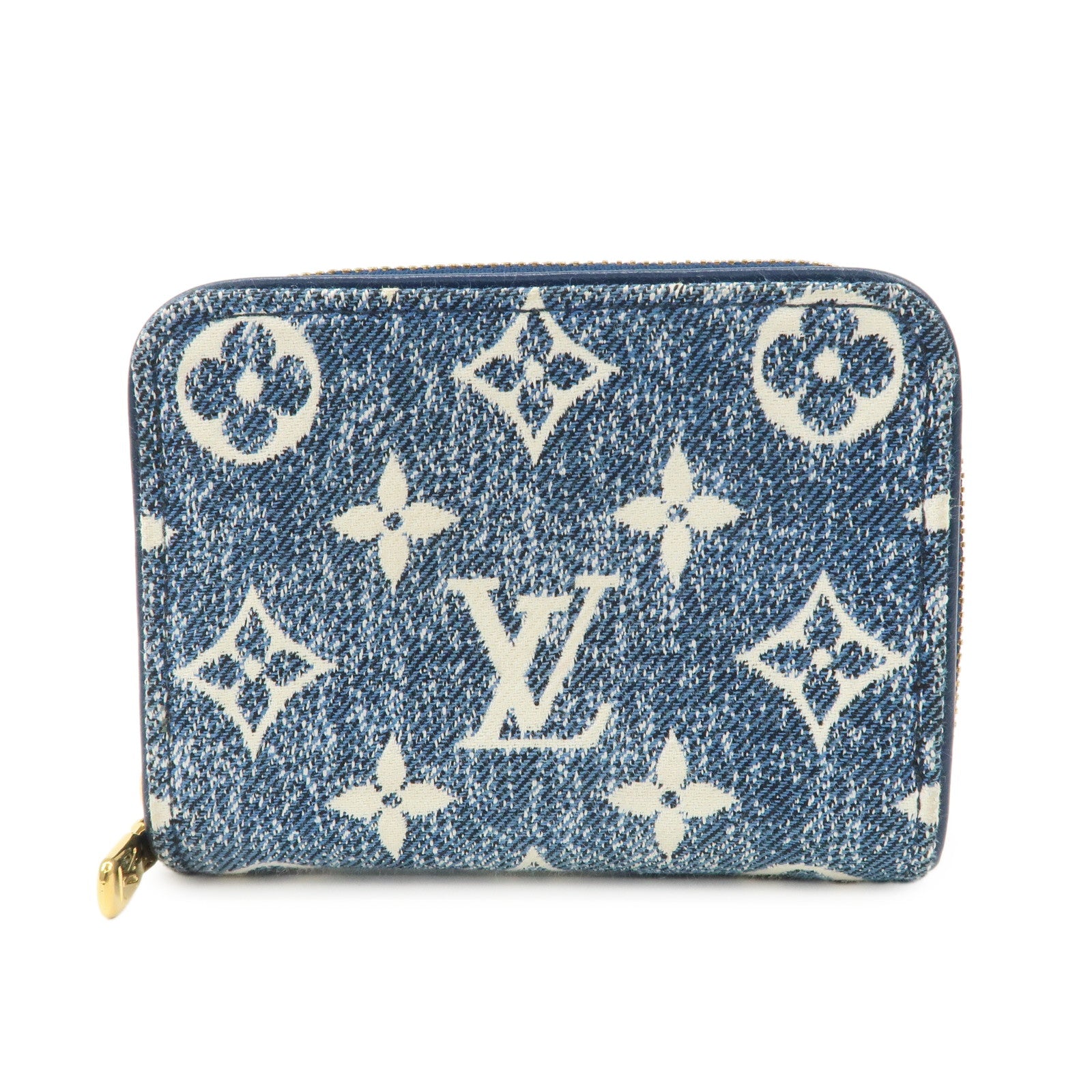 Louis Vuitton Monogram Denim Coin Case Compact Wallet Blue M81185
