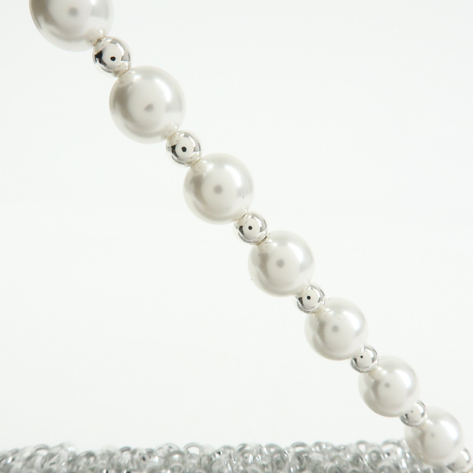 ANTEPRIMA PVC Wire Chain Pearl Hand Bag Long Wallet Silver