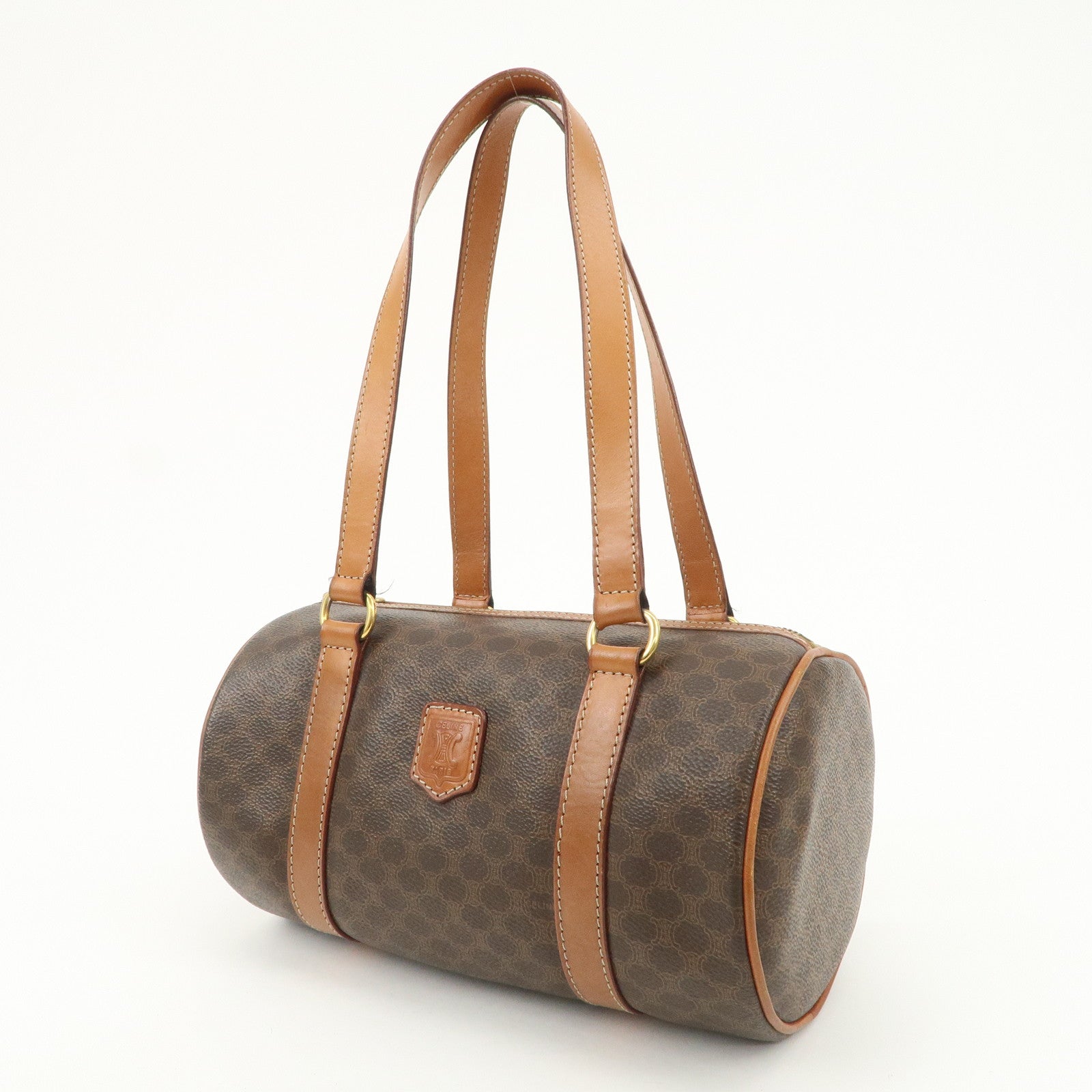 CELINE Macadam PVC Leather Hand Bag Shoulder Bag Brown
