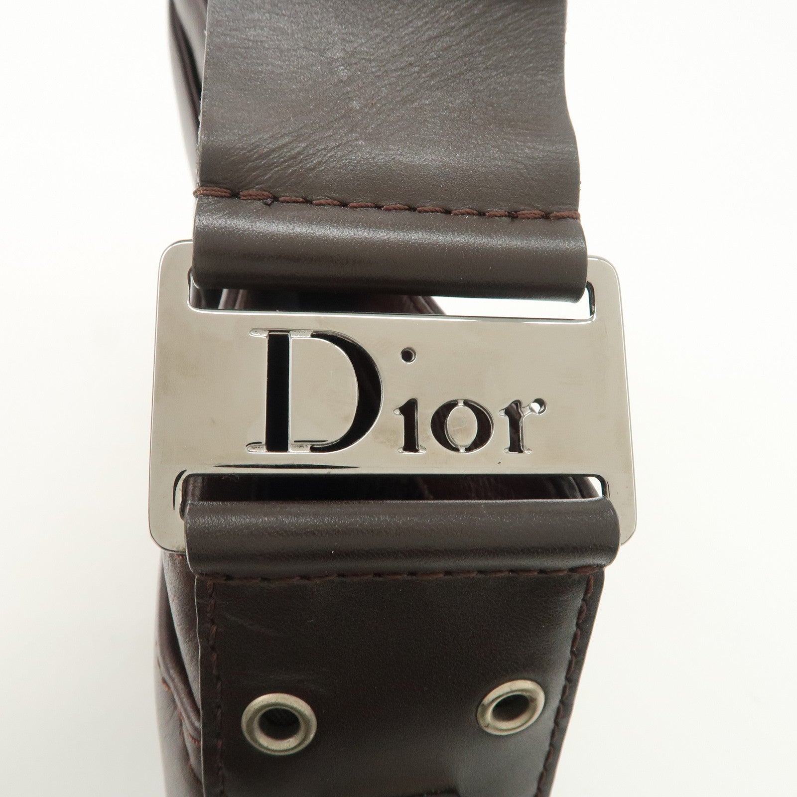Christian Dior Street Chic Logo Leather Shoulder Bag Hand Bag Brown Used