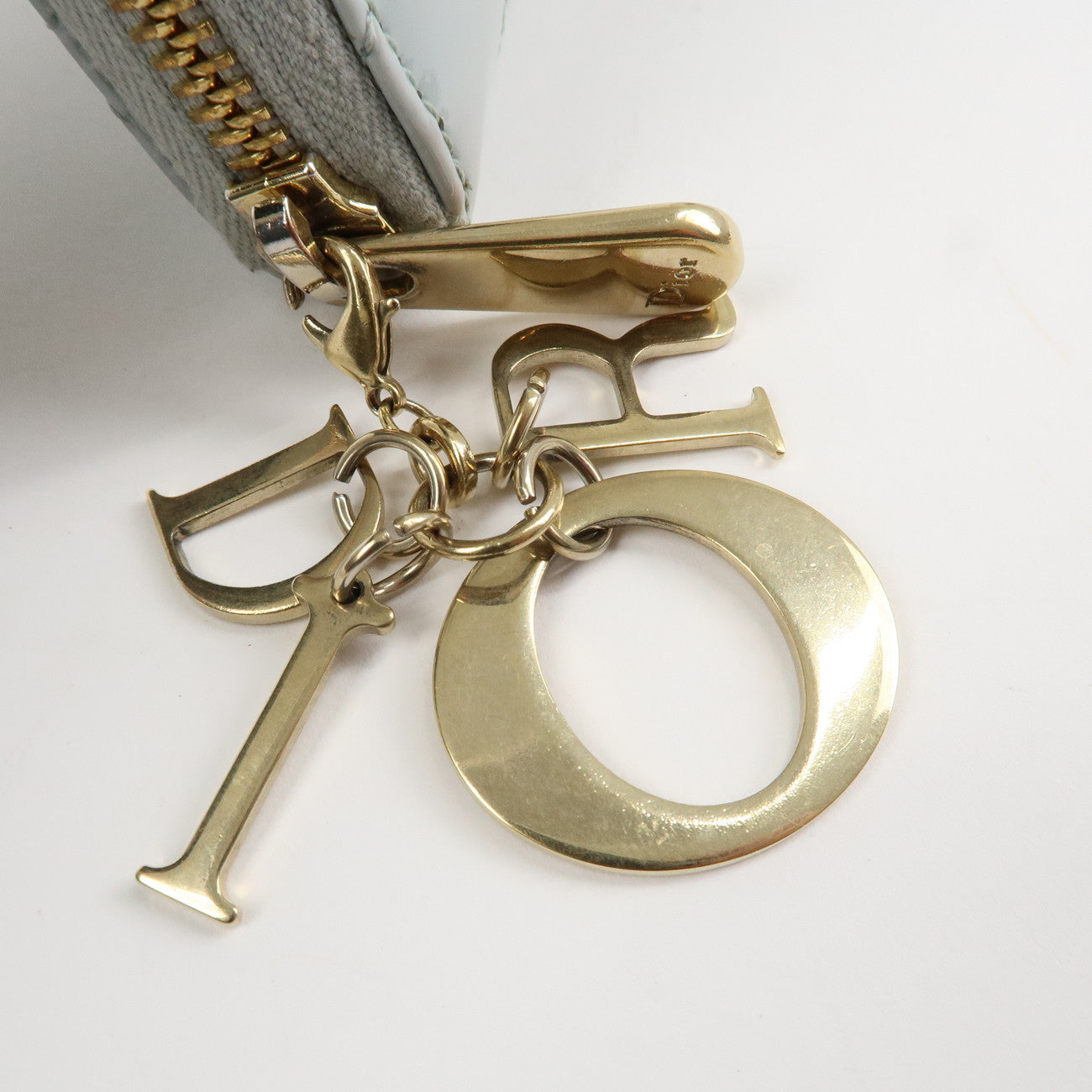 Christian Dior Cannage Patent Leather Zippy Long Wallet Light Blue Used