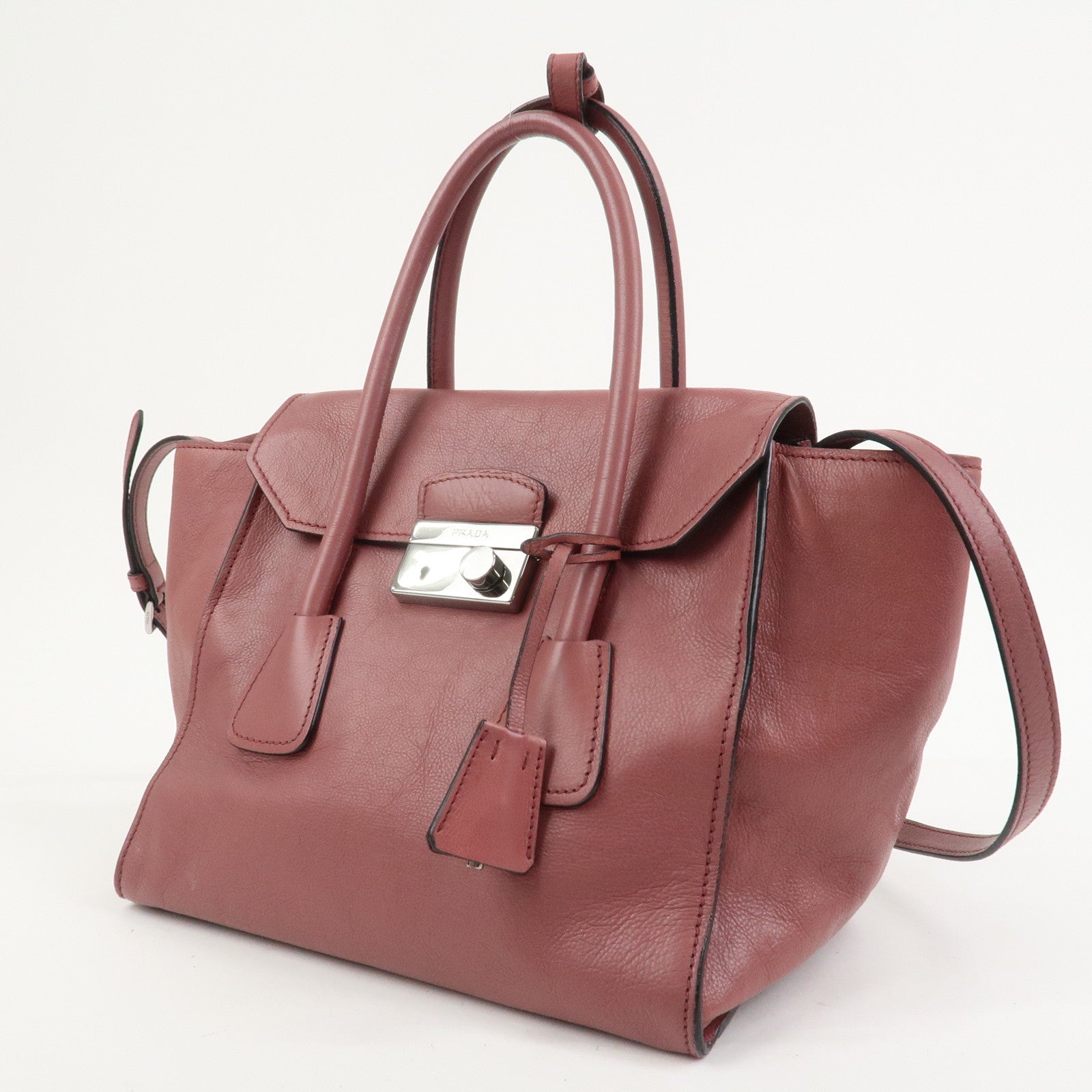 PRADA Logo Leather 2Way Bag Hand Bag Shoulder Bag Pink BN2665
