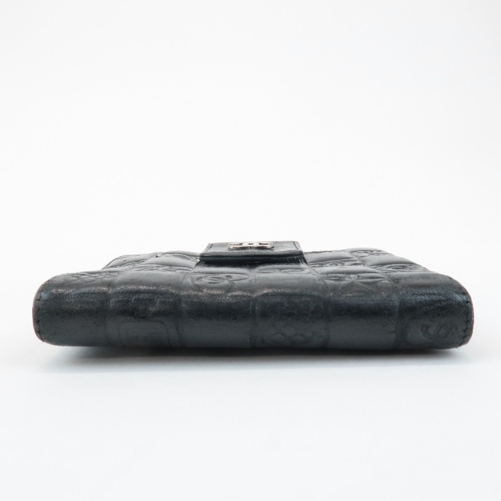 CHANEL COCO Mark Double Hook Compact Wallet Black 9837165 Used