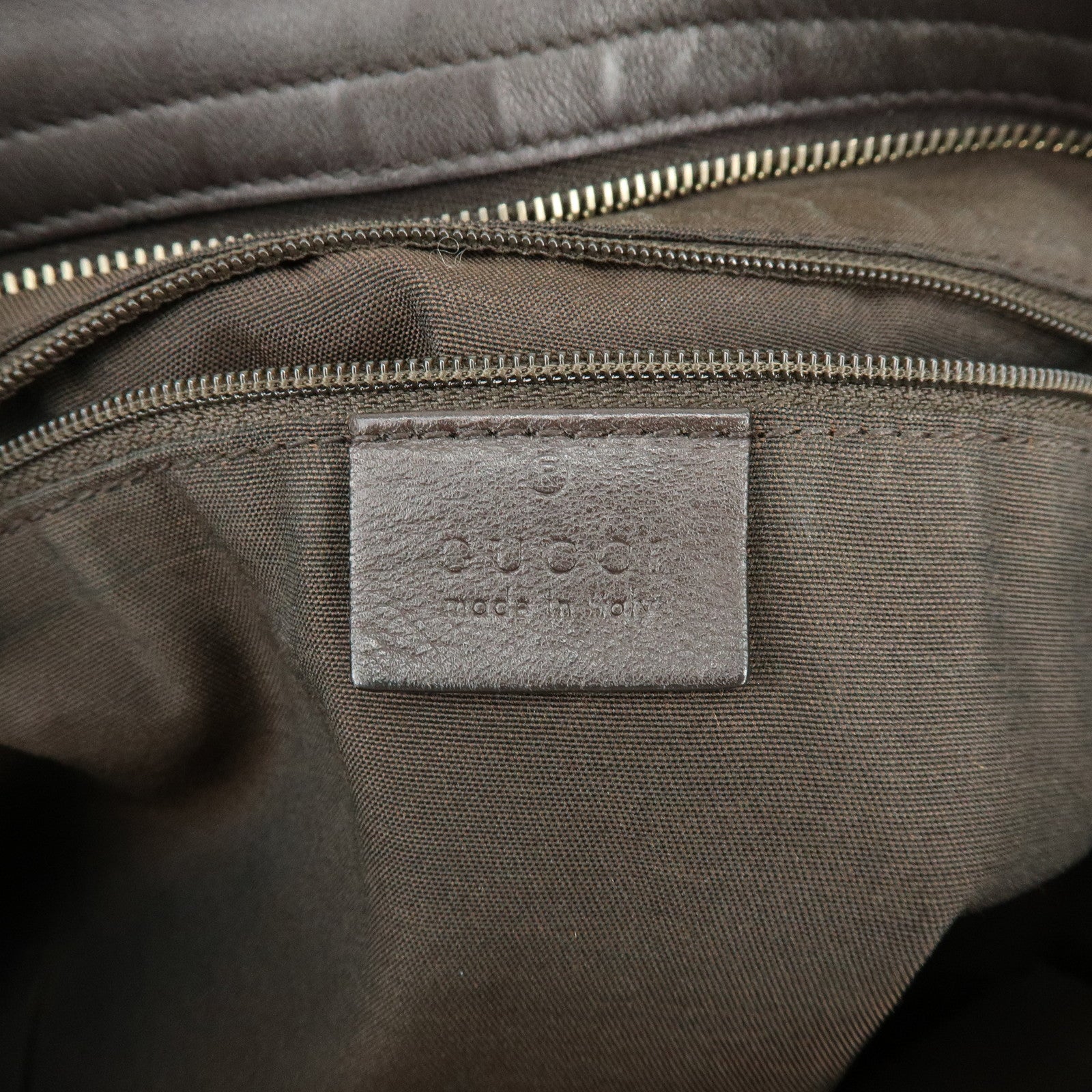 GUCCI GG Canvas Leather Shoulder Bag Beige Dark Brown 388930
