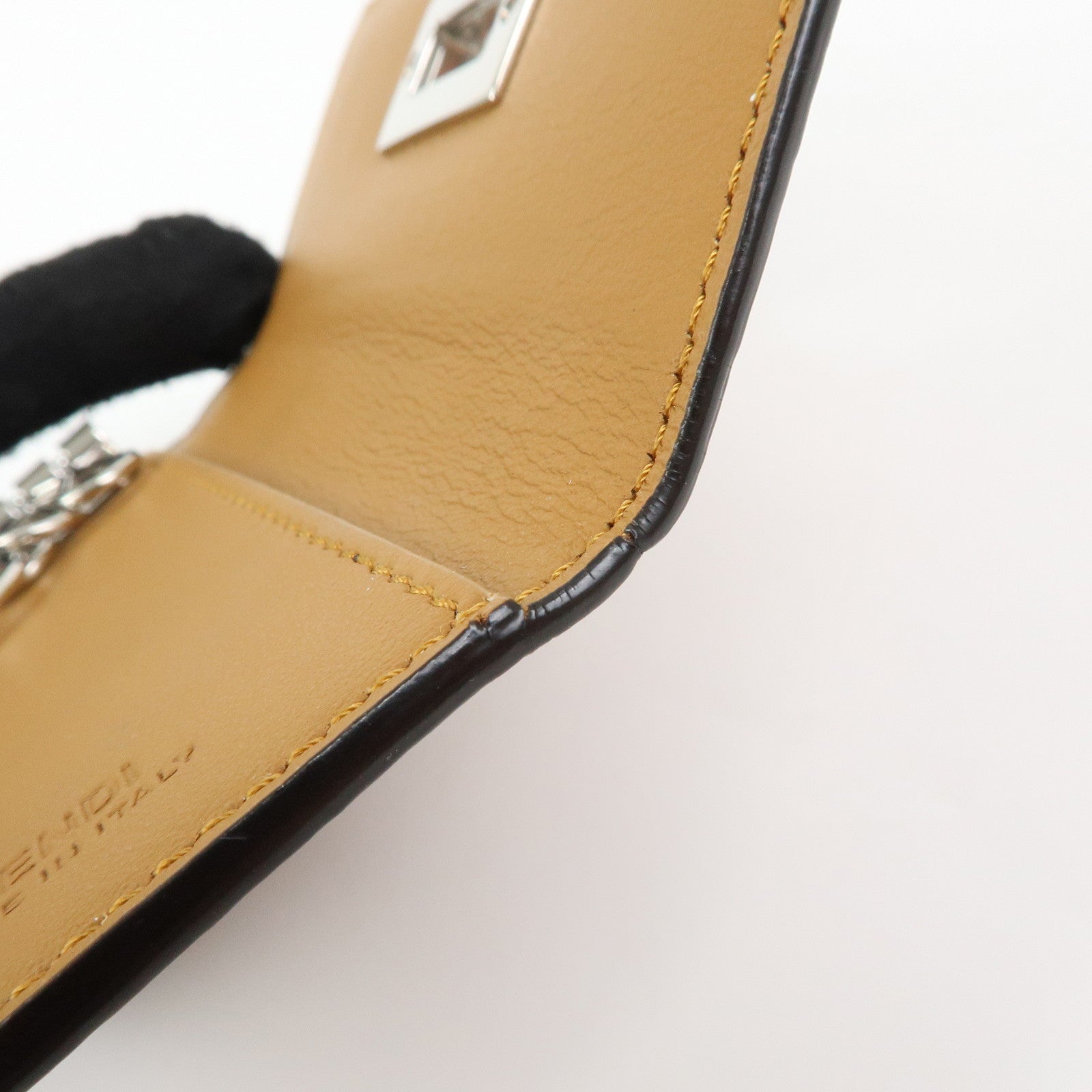 FENDI Peekaboo Leather Key Case Key Holder Brown 8AP159