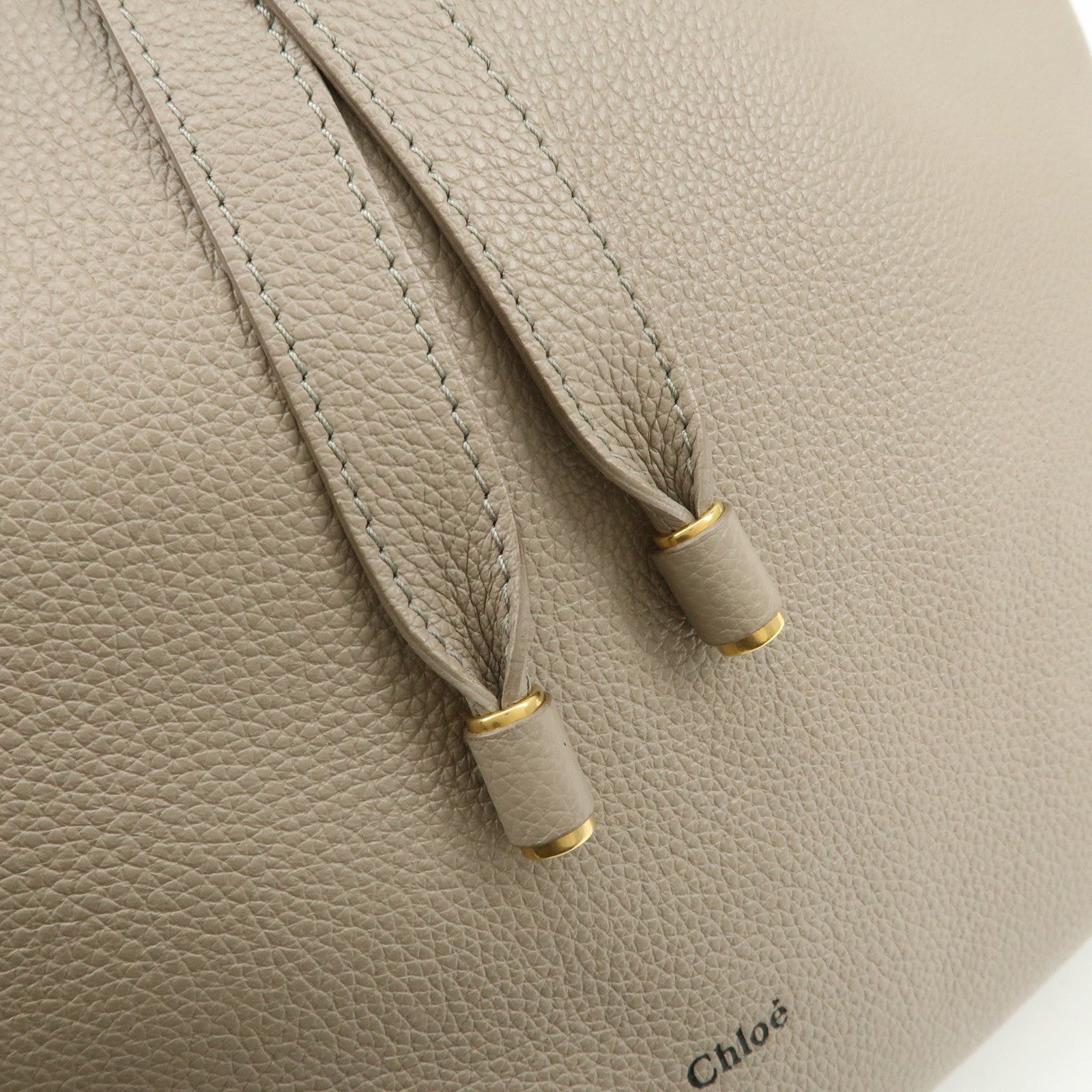 Chloe Marcie Grain Calf Leather Hobo Bag Shoulder Bag Motty Grey