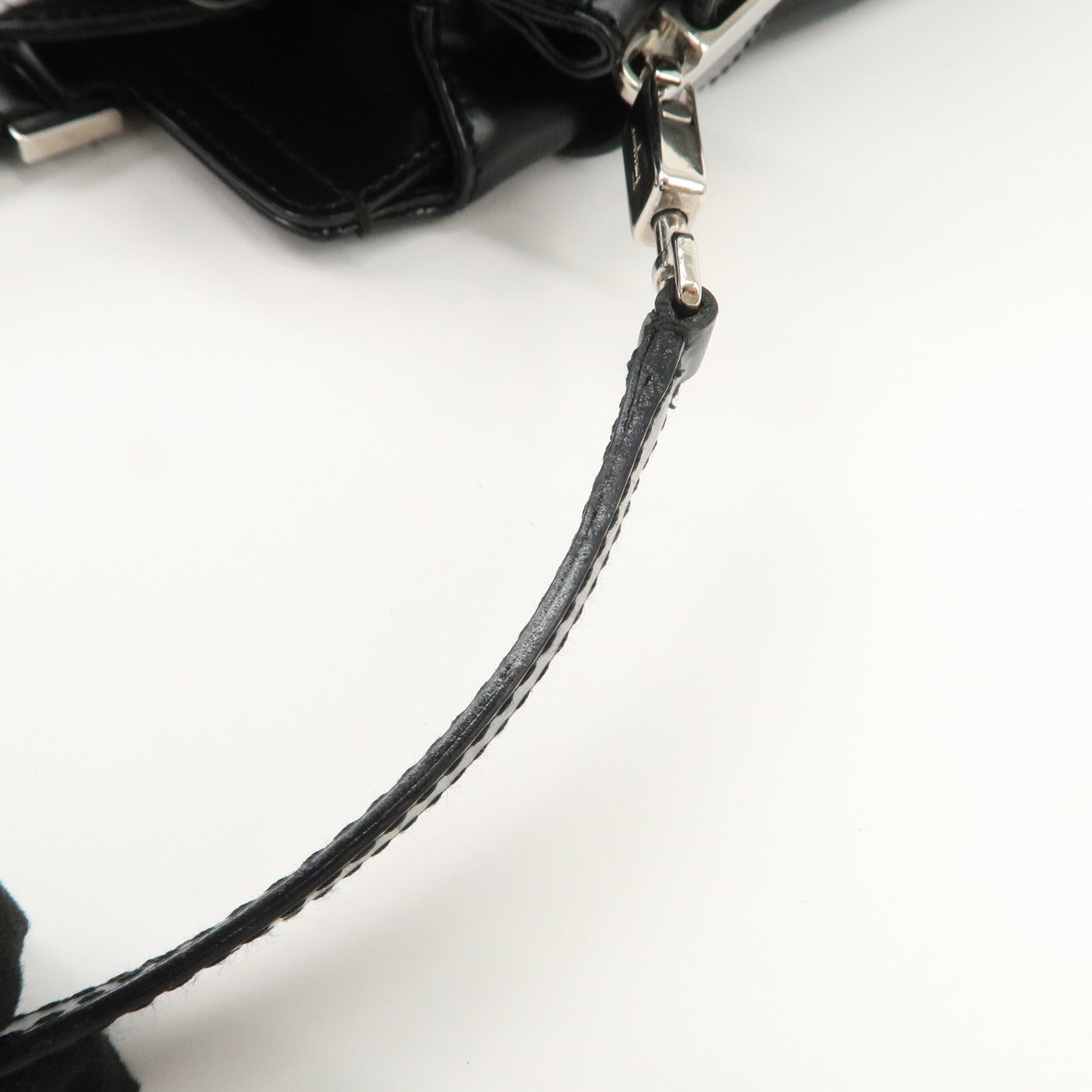 Ferragamo Gancini Leather 2Way Hand Bag Shoulder Bag Black Used