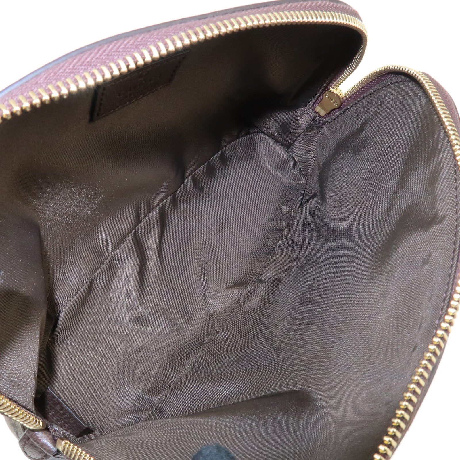 GUCCI Sherry GG Supreme Leather Large Cosmetic Pouch Beige Brown 625551 Used