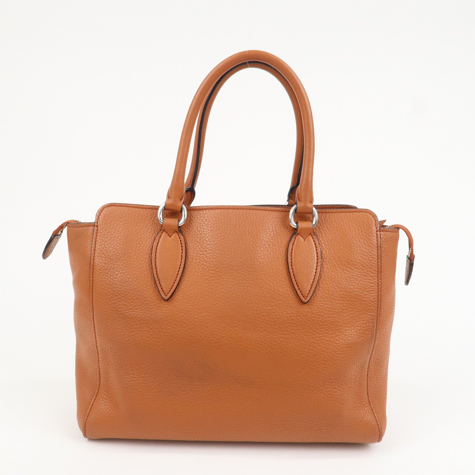 PRADA Logo Leather 2Way Bag Hand Bag Shoulder Bag Brown 1BA205