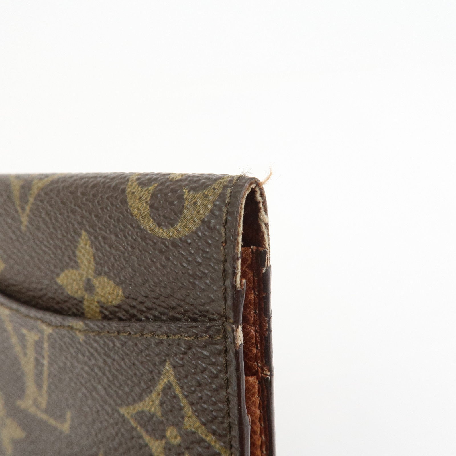 Louis Vuitton Monogram Canvas Leather Card Case Card Holder Brown