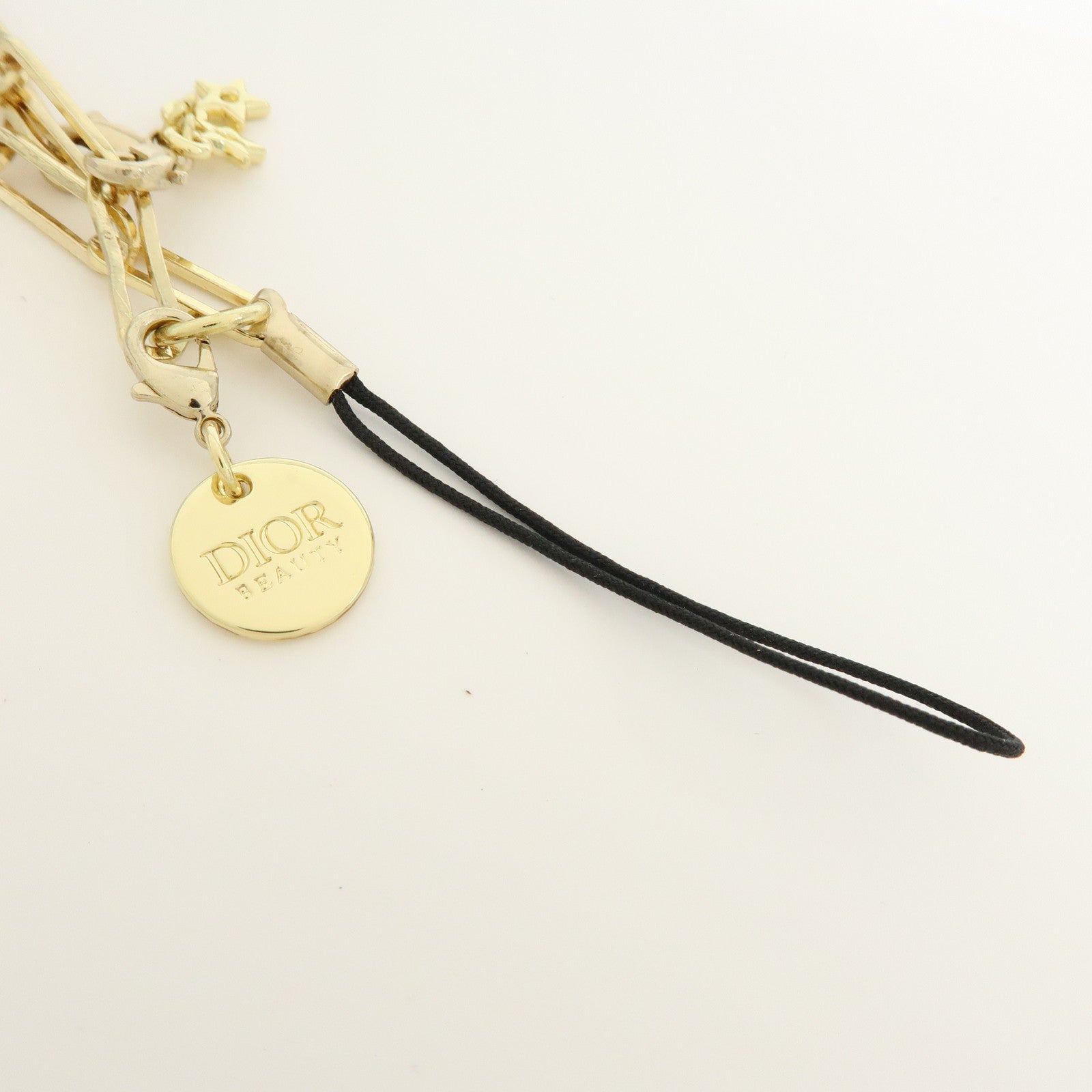 Christian Dior Star Motif CD Logo Metal Bag Charm Key Holder Gold