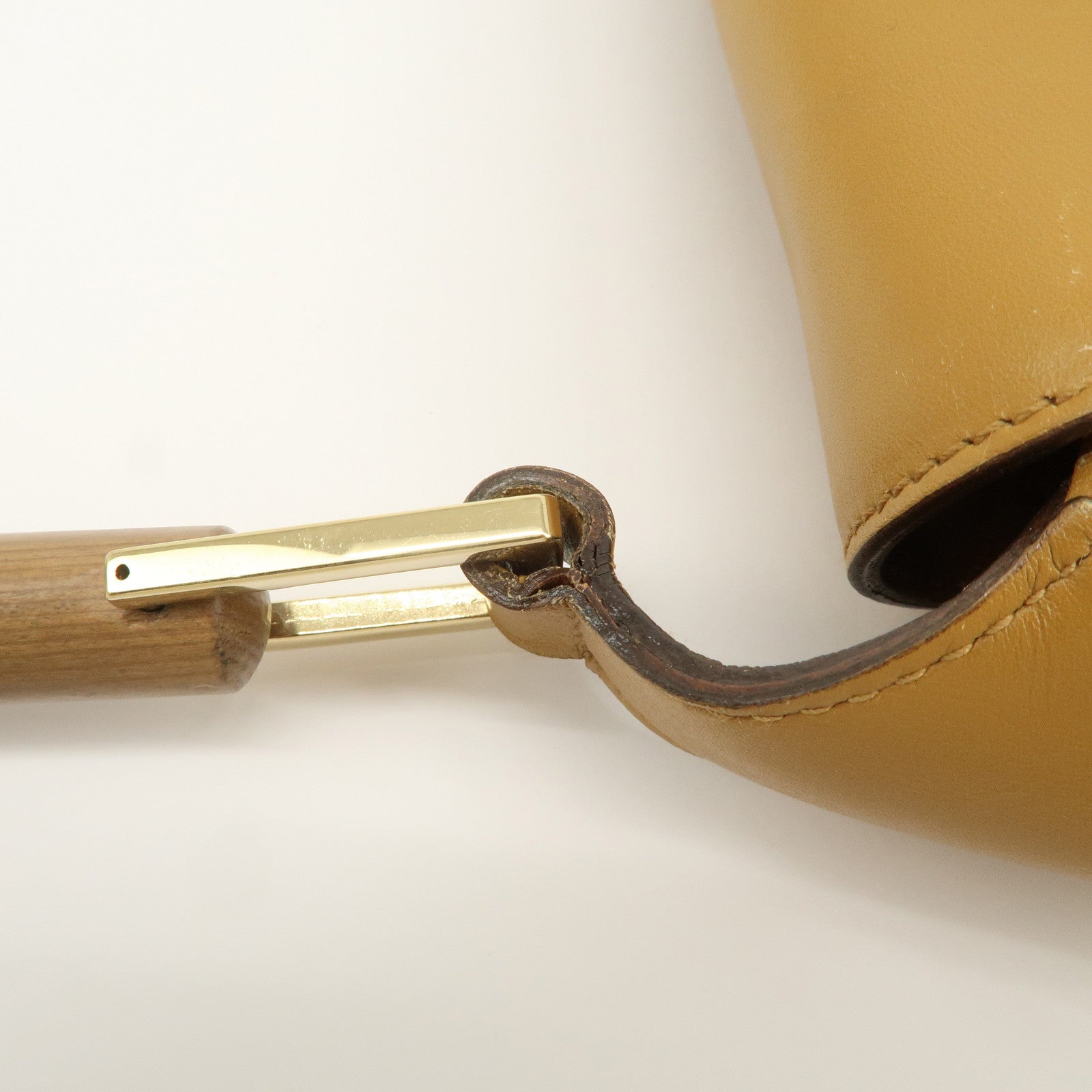 GUCCI Bamboo Suede Leather Kandinsky Shoulder Bag Yellow 001・4096