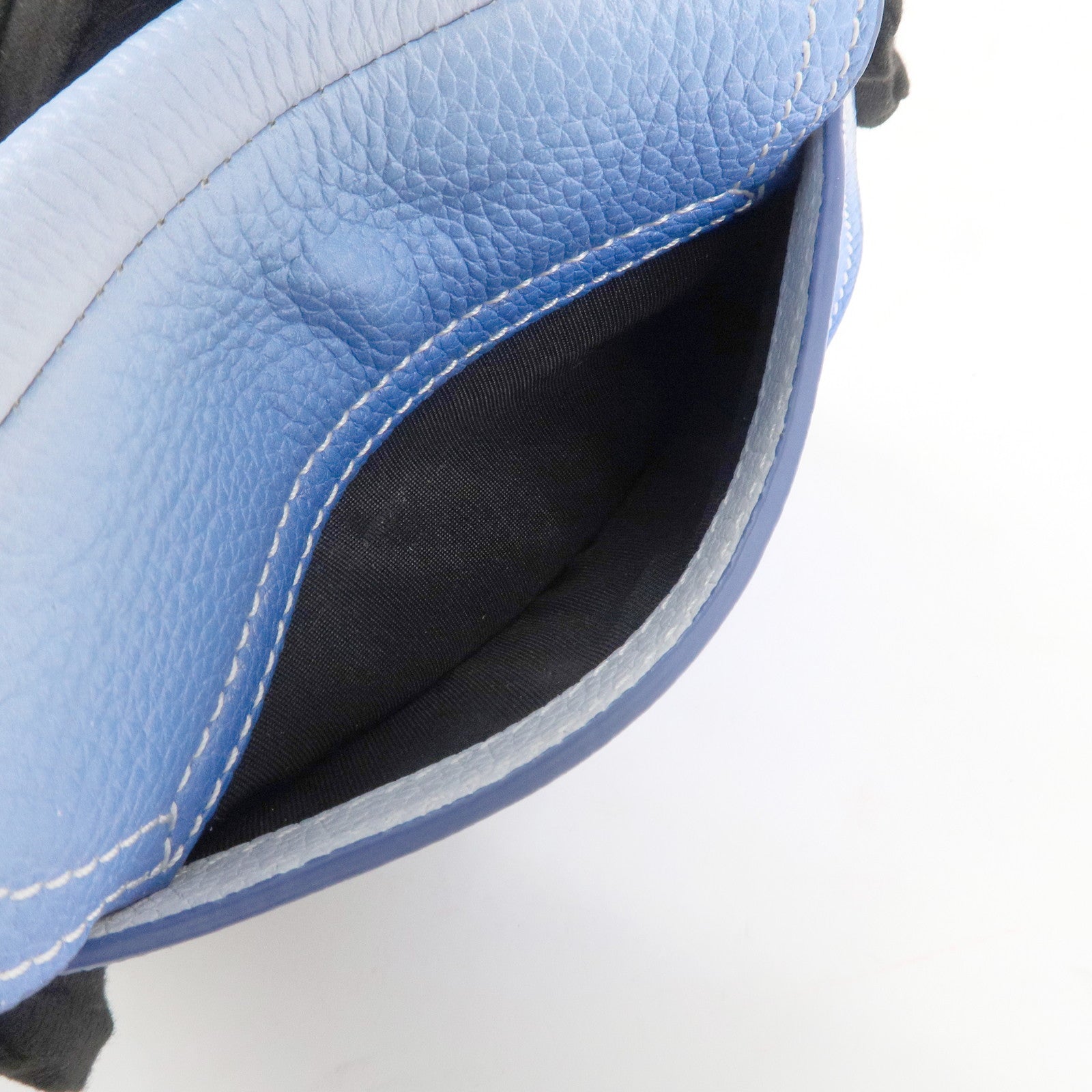 Christian Dior Leather Saddle Pouch Blue Charm 2ADKH127YMJ Used